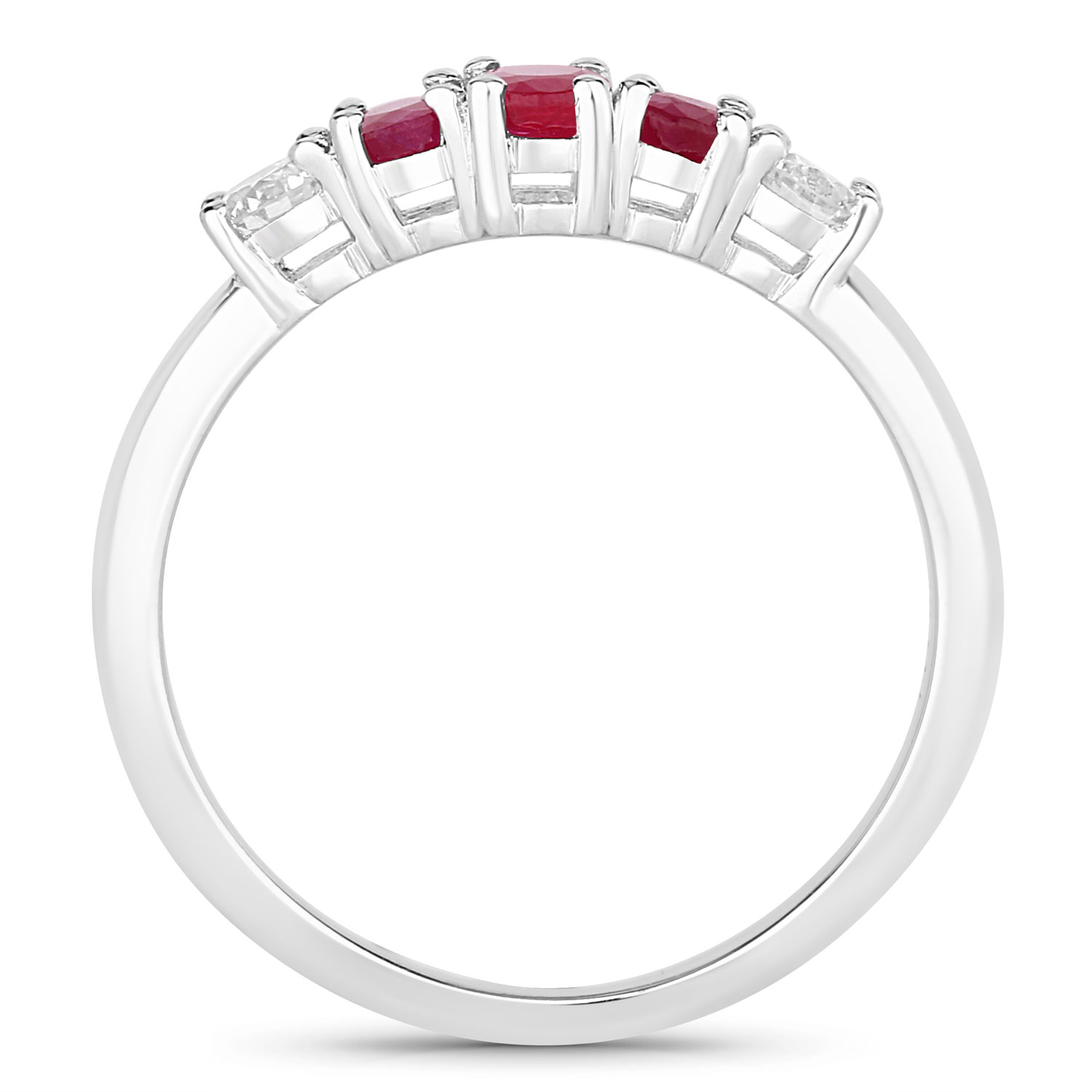 0.84 Carat Genuine Mozambique Ruby and Lab Grown Diamond .925 Sterling Silver Ring 0.84 C.T.W Sterling Silver - view 2