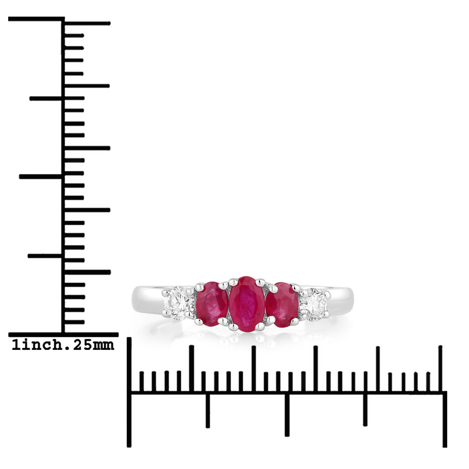 0.84 Carat Genuine Mozambique Ruby and Lab Grown Diamond .925 Sterling Silver Ring 0.84 C.T.W Sterling Silver - view 3