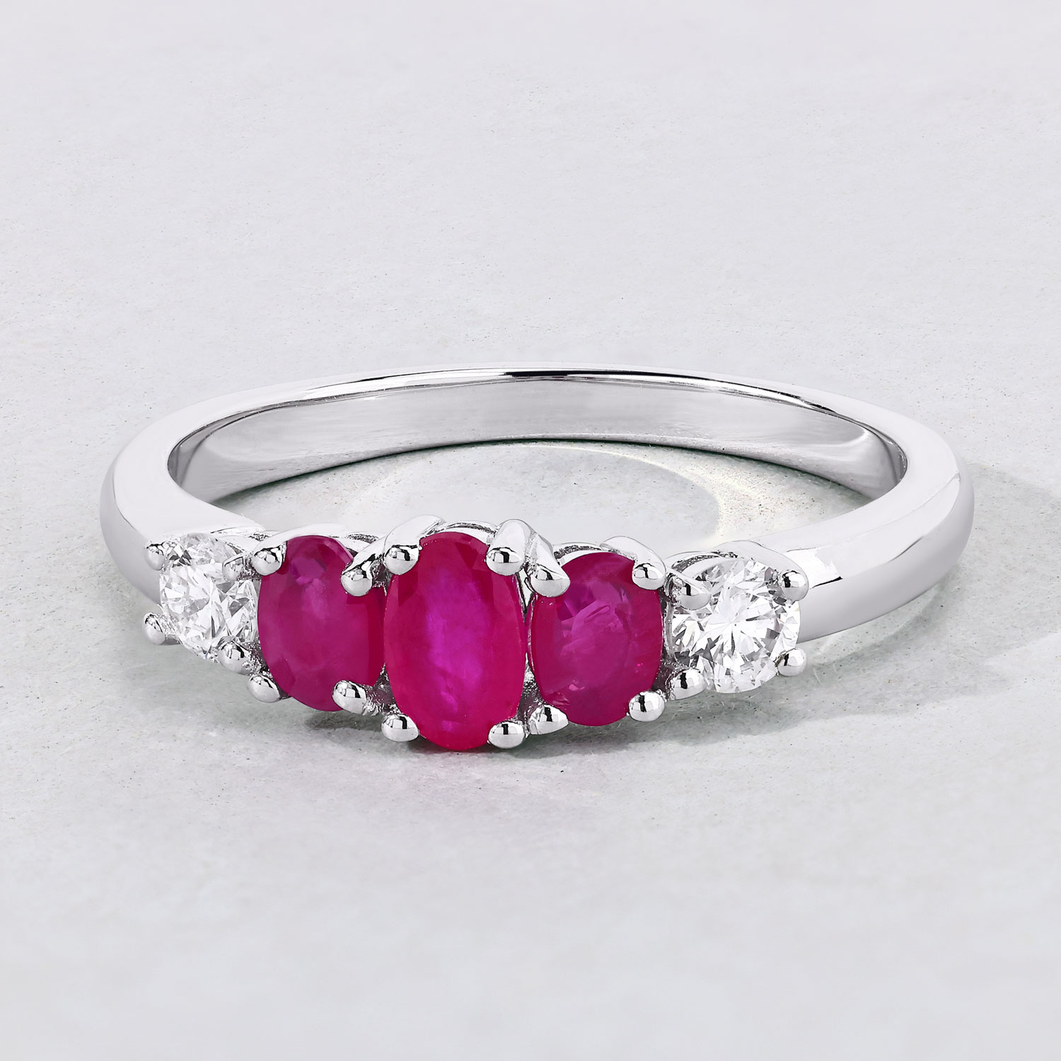 0.84 Carat Genuine Mozambique Ruby and Lab Grown Diamond .925 Sterling Silver Ring 0.84 C.T.W Sterling Silver - view 7