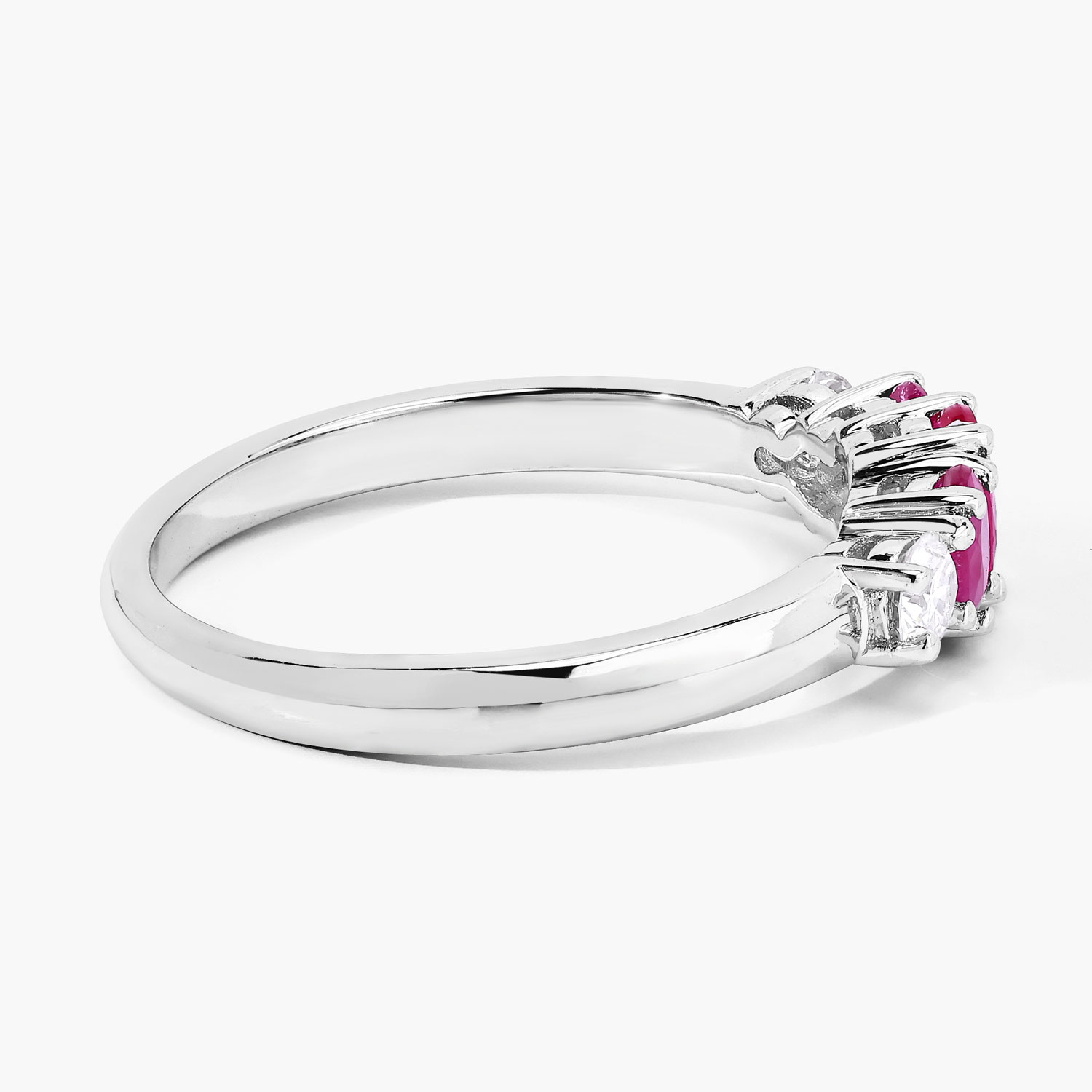 0.84 Carat Genuine Mozambique Ruby and Lab Grown Diamond .925 Sterling Silver Ring 0.84 C.T.W Sterling Silver - view 4
