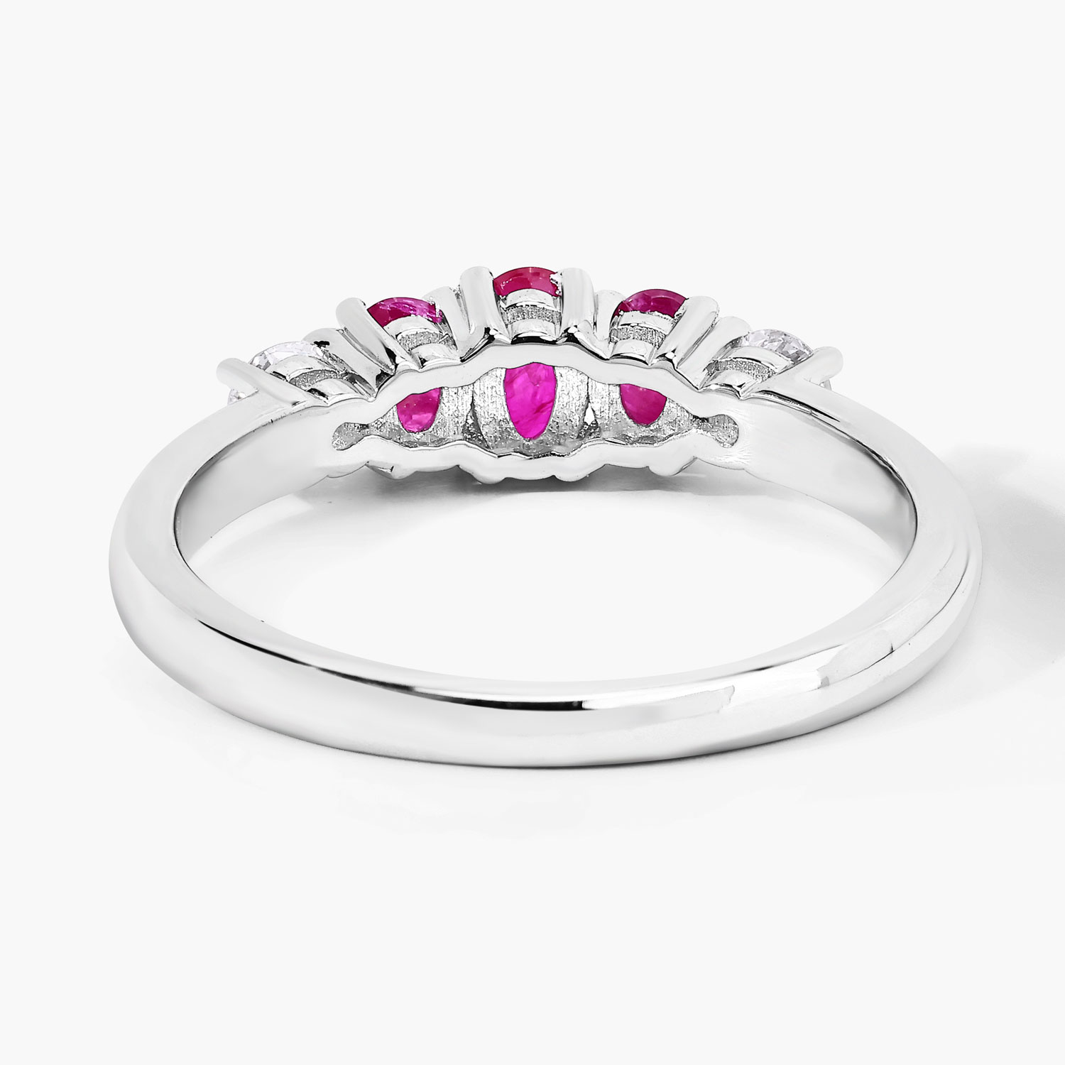 0.84 Carat Genuine Mozambique Ruby and Lab Grown Diamond .925 Sterling Silver Ring 0.84 C.T.W Sterling Silver - view 5