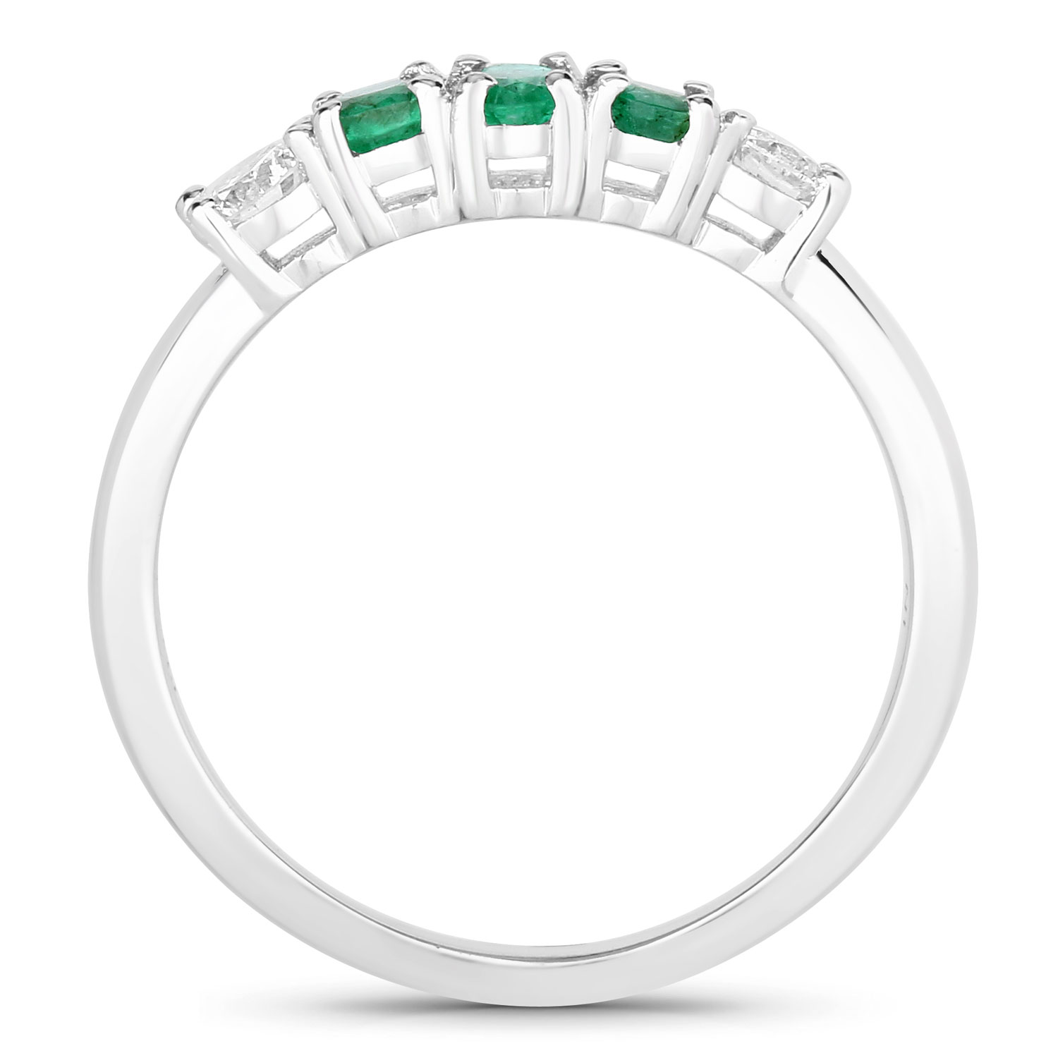 0.71 Carat Genuine Zambian Emerald and Lab Grown Diamond .925 Sterling Silver Ring 0.71 C.T.W Sterling Silver - view 7