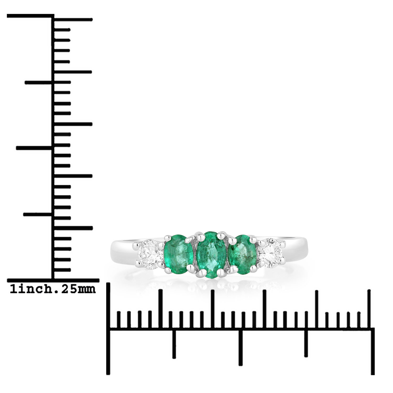 0.71 Carat Genuine Zambian Emerald and Lab Grown Diamond .925 Sterling Silver Ring 0.71 C.T.W Sterling Silver - view 6