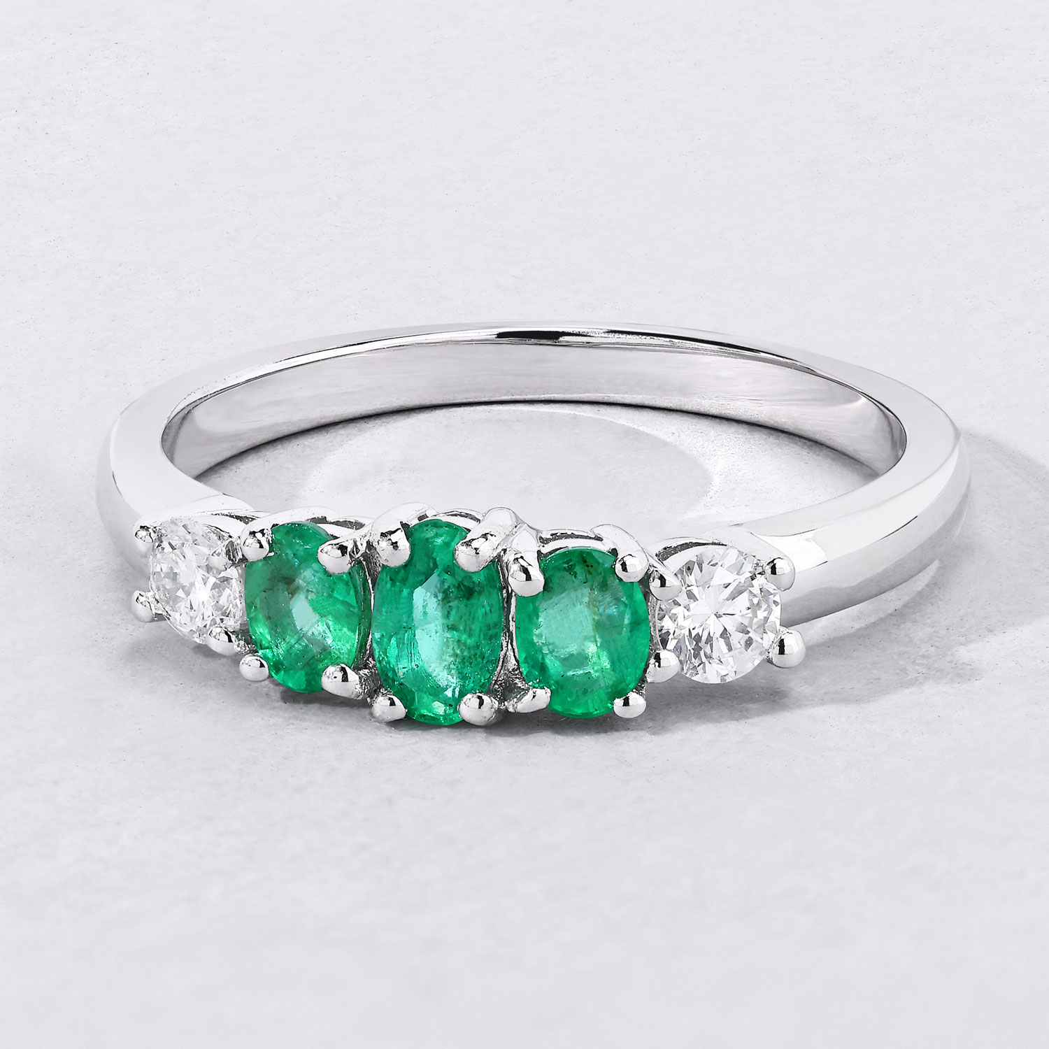 0.71 Carat Genuine Zambian Emerald and Lab Grown Diamond .925 Sterling Silver Ring 0.71 C.T.W Sterling Silver - view 2