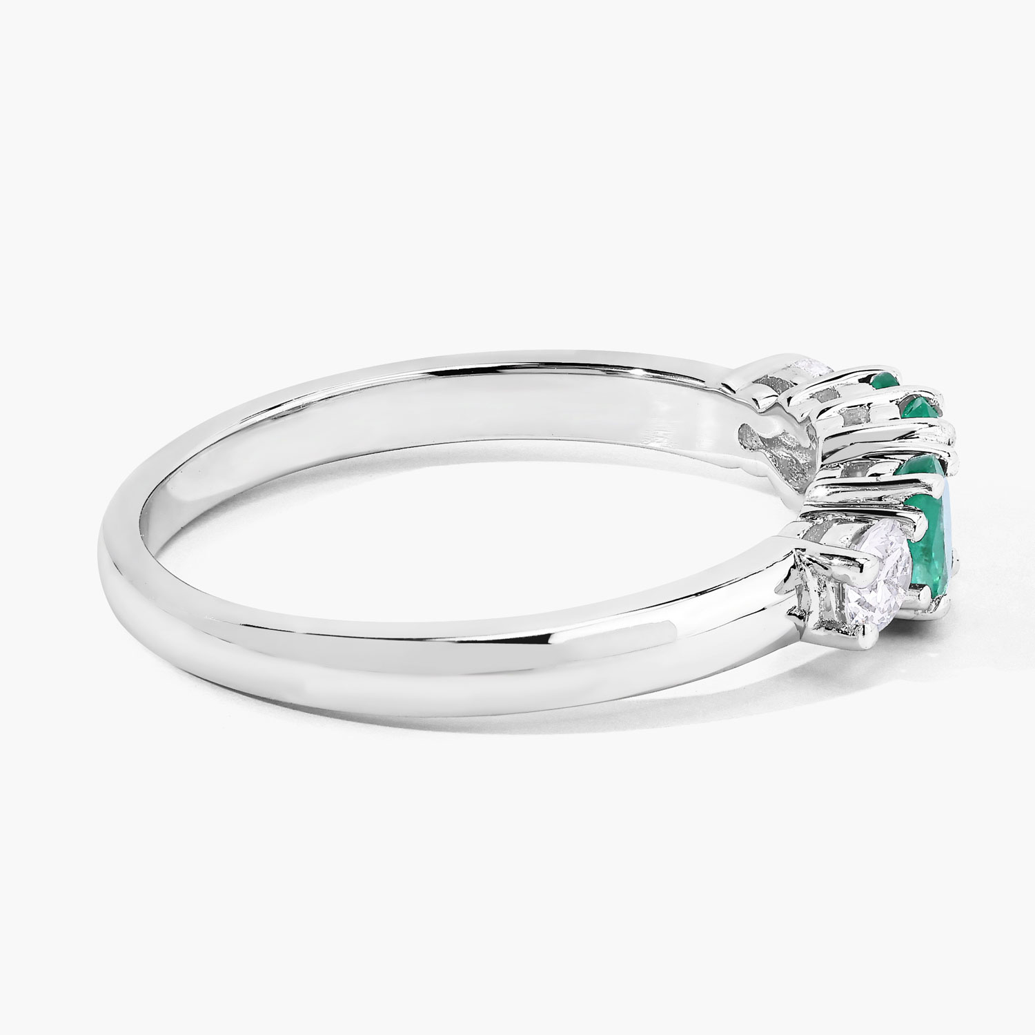 0.71 Carat Genuine Zambian Emerald and Lab Grown Diamond .925 Sterling Silver Ring 0.71 C.T.W Sterling Silver - view 5