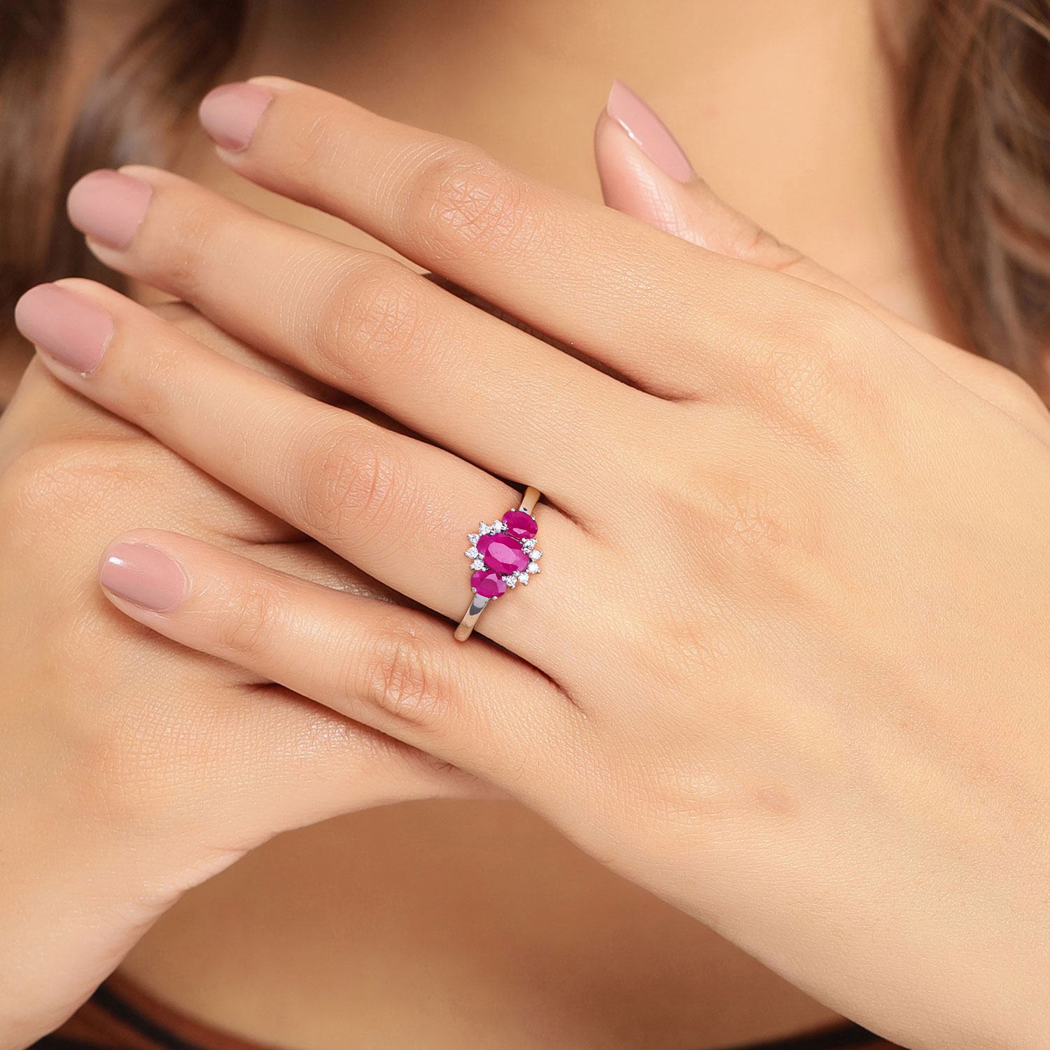 1.02 Carat Genuine Mozambique Ruby and Lab Grown Diamond .925 Sterling Silver Ring 1.02 C.T.W Sterling Silver - view 6