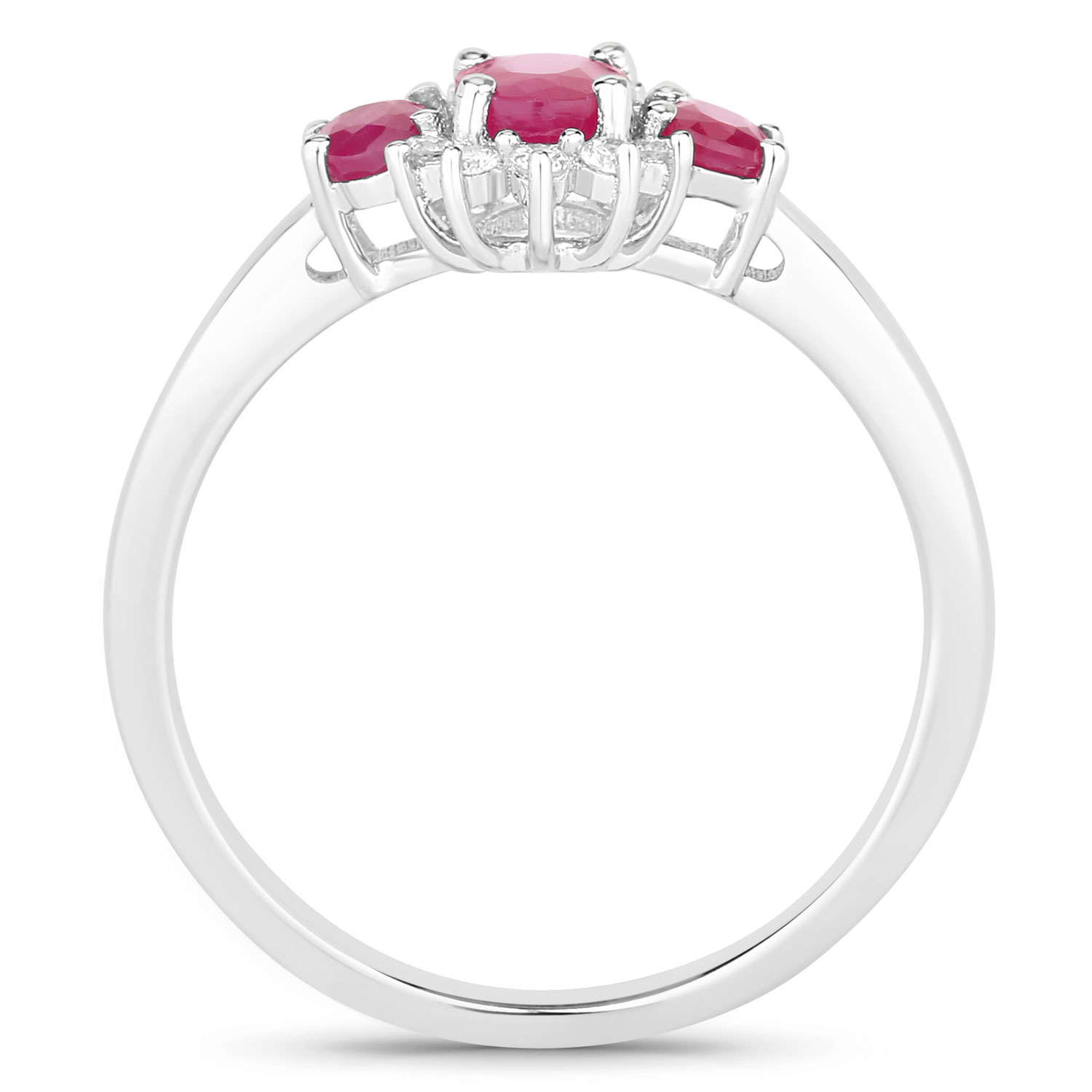 1.02 Carat Genuine Mozambique Ruby and Lab Grown Diamond .925 Sterling Silver Ring 1.02 C.T.W Sterling Silver - view 2