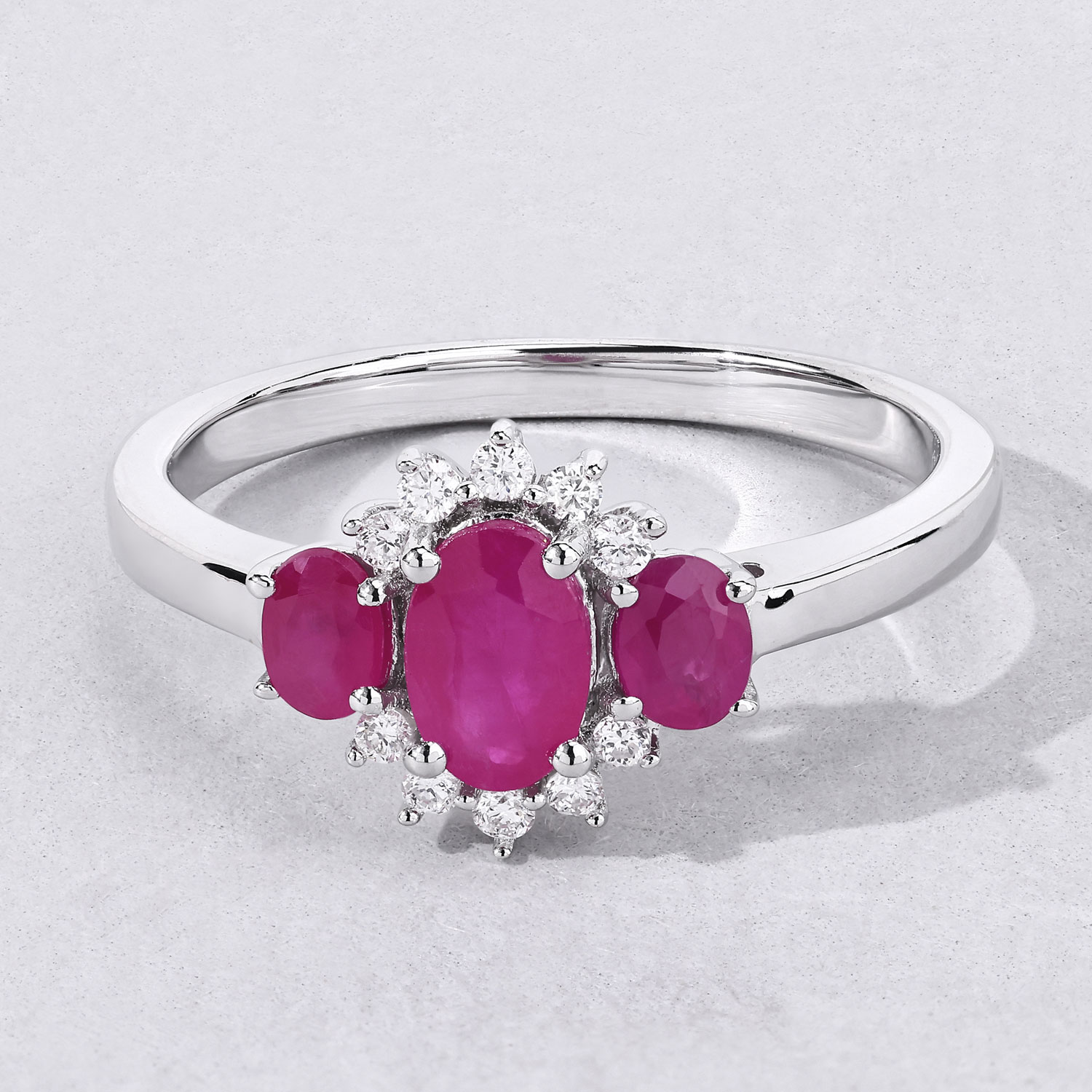 1.02 Carat Genuine Mozambique Ruby and Lab Grown Diamond .925 Sterling Silver Ring 1.02 C.T.W Sterling Silver - view 7