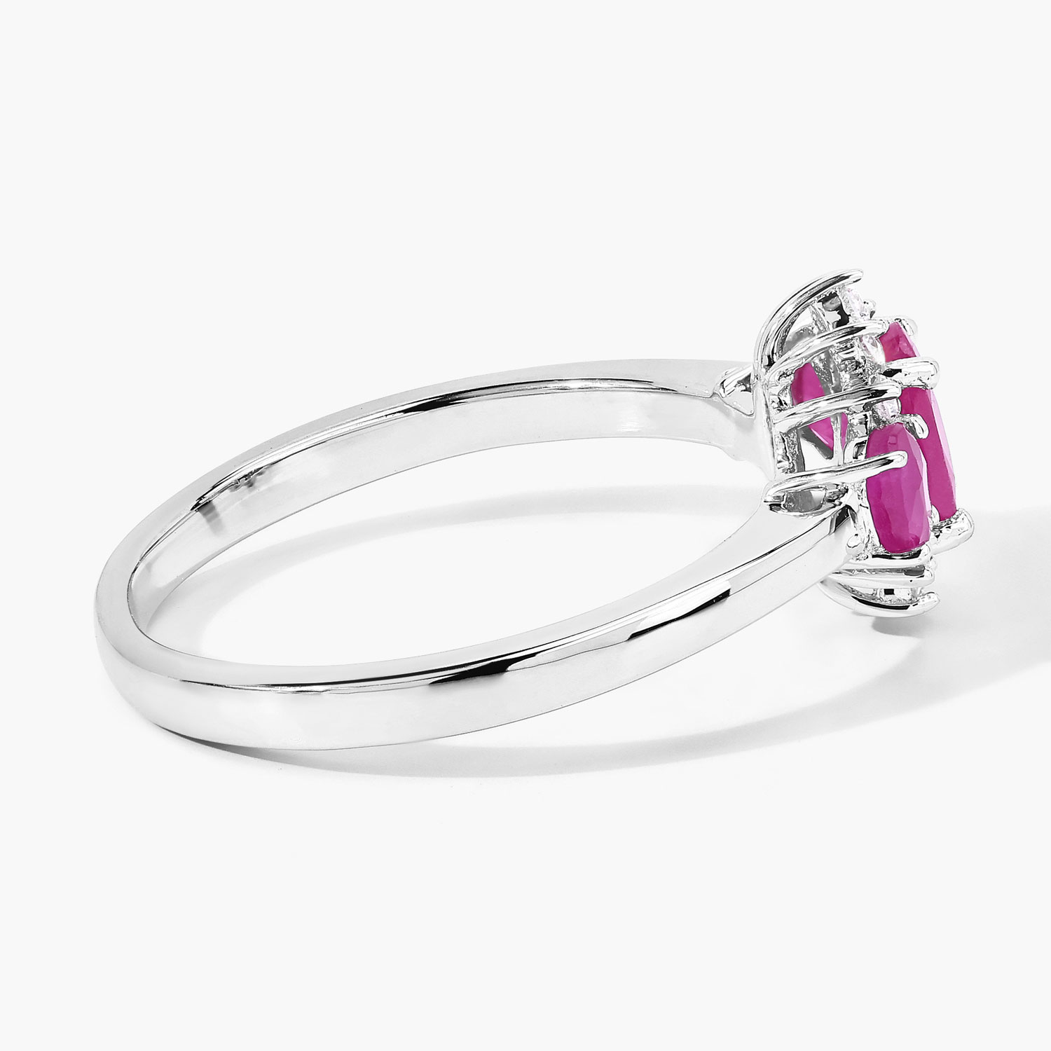 1.02 Carat Genuine Mozambique Ruby and Lab Grown Diamond .925 Sterling Silver Ring 1.02 C.T.W Sterling Silver - view 4