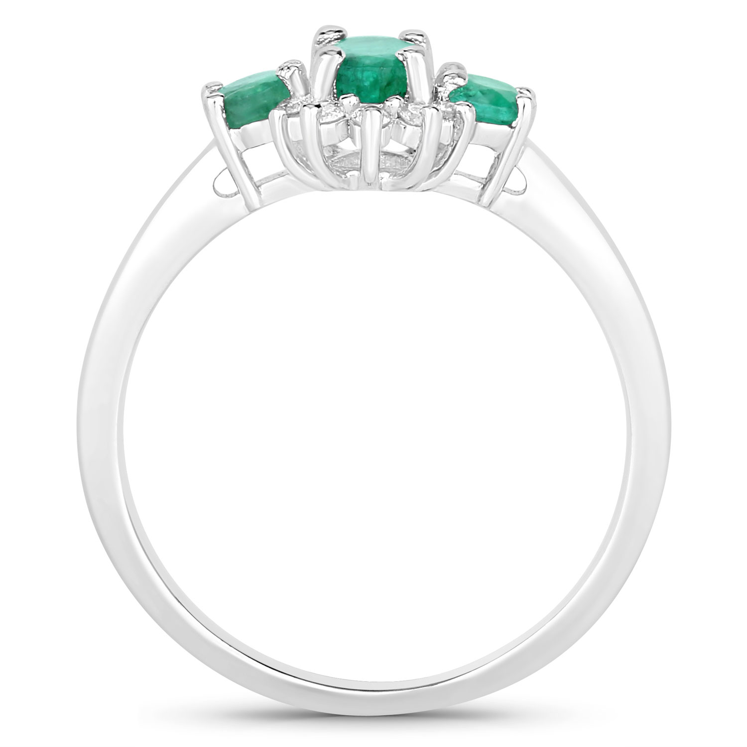 0.84 Carat Genuine Zambian Emerald and Lab Grown Diamond .925 Sterling Silver Ring 0.84 C.T.W Sterling Silver - view 7