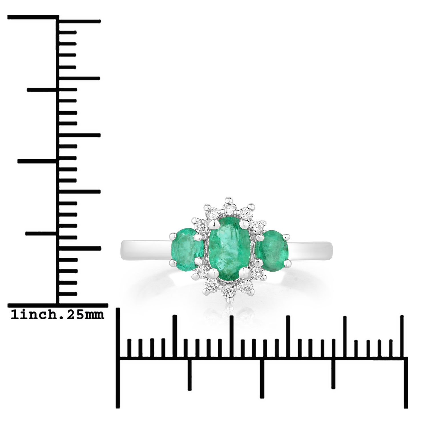 0.84 Carat Genuine Zambian Emerald and Lab Grown Diamond .925 Sterling Silver Ring 0.84 C.T.W Sterling Silver - view 6