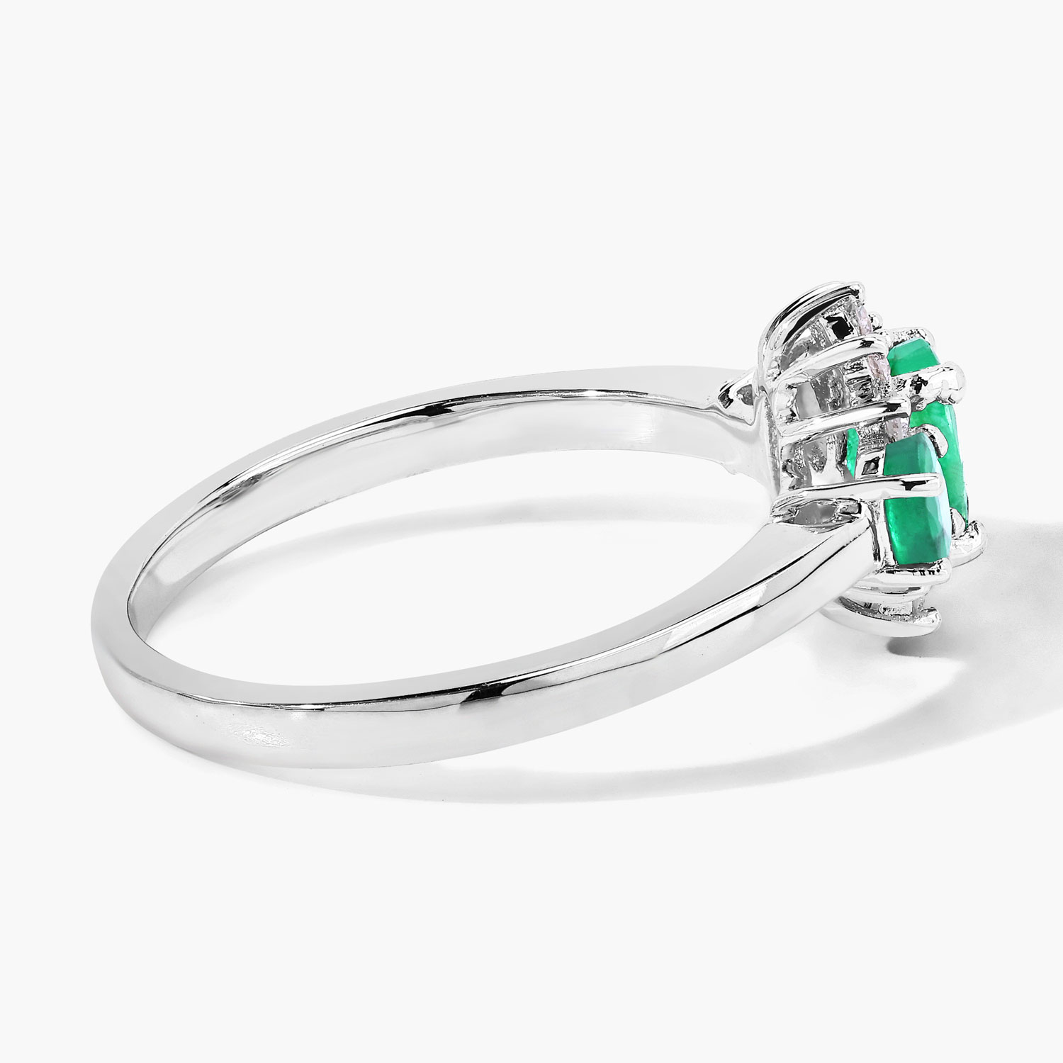 0.84 Carat Genuine Zambian Emerald and Lab Grown Diamond .925 Sterling Silver Ring 0.84 C.T.W Sterling Silver - view 5