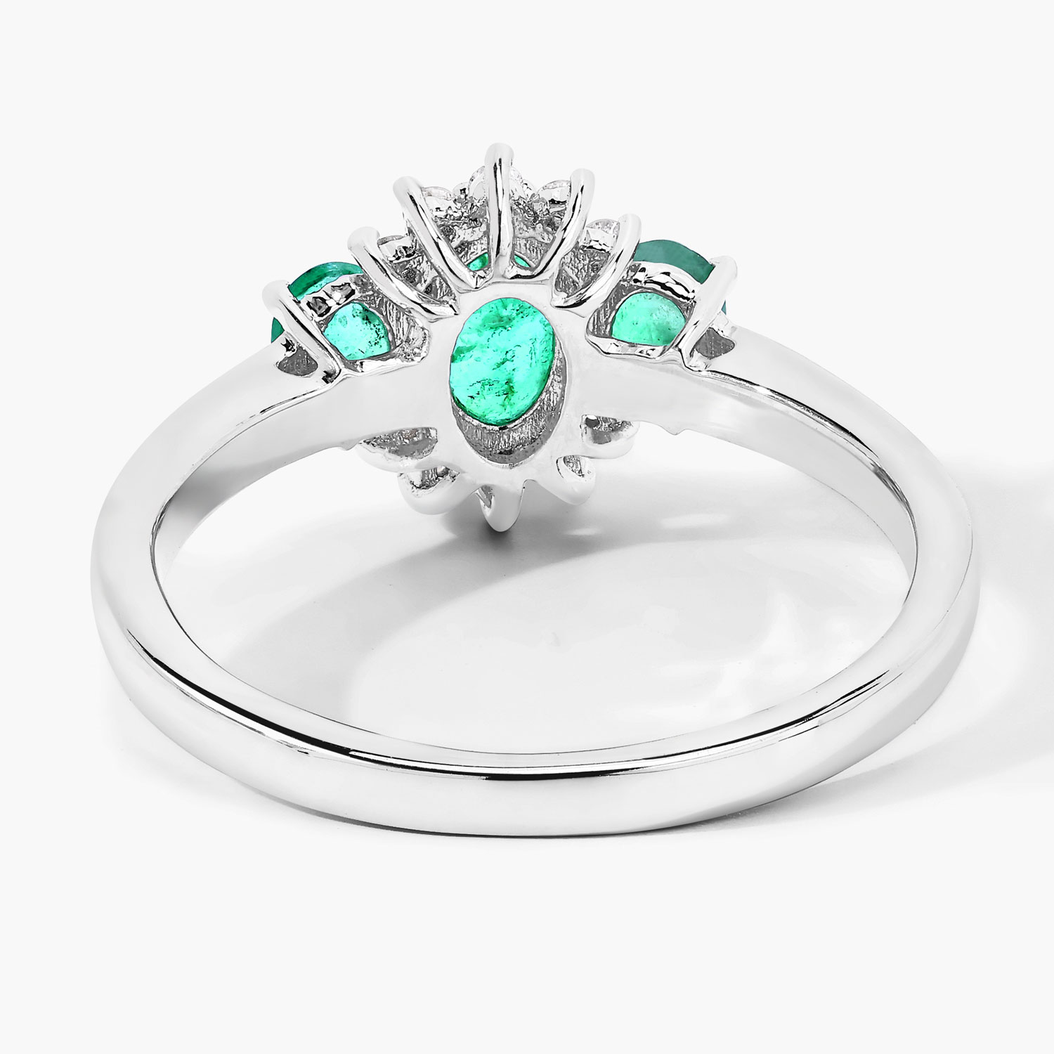 0.84 Carat Genuine Zambian Emerald and Lab Grown Diamond .925 Sterling Silver Ring 0.84 C.T.W Sterling Silver - view 4
