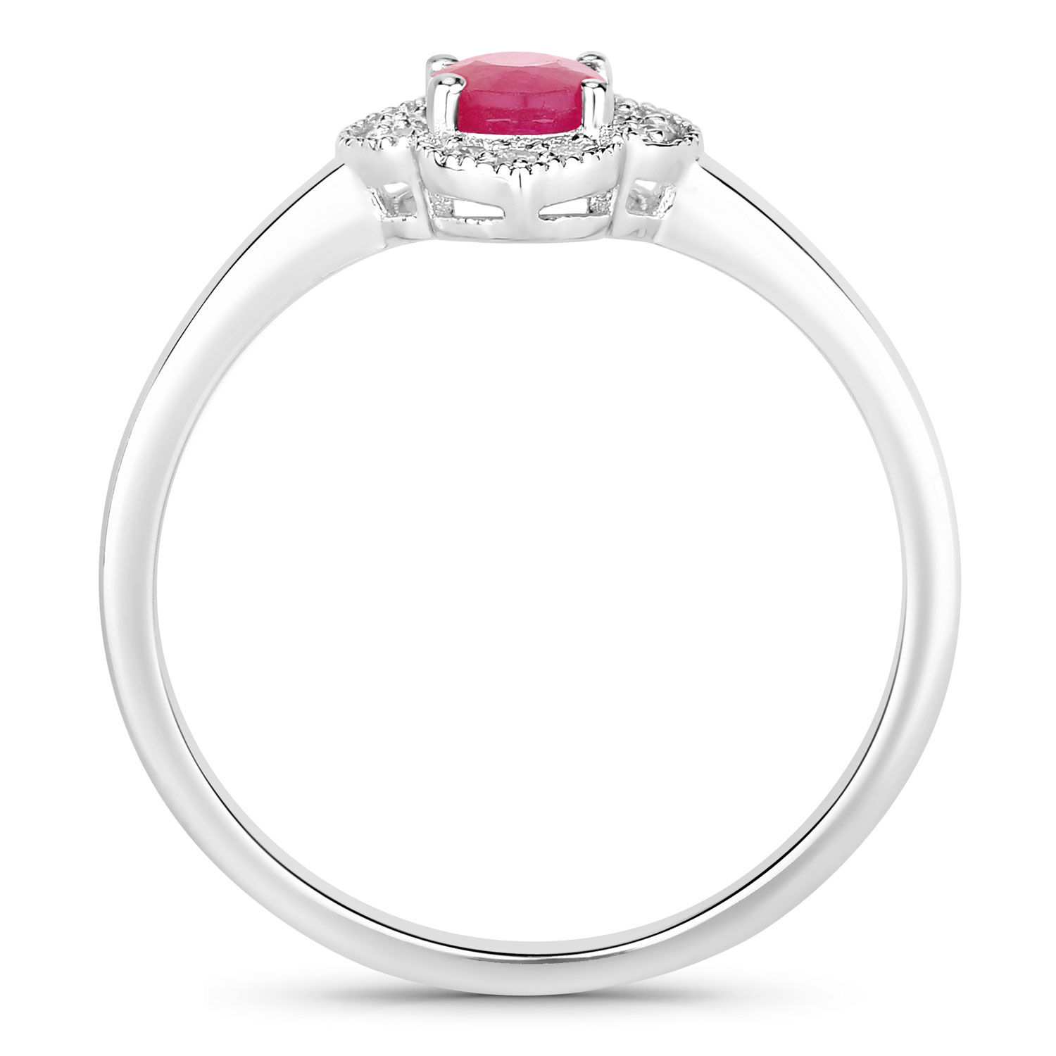0.61 Carat Genuine Mozambique Ruby and Lab Grown Diamond .925 Sterling Silver Ring 0.61 C.T.W Sterling Silver - view 5