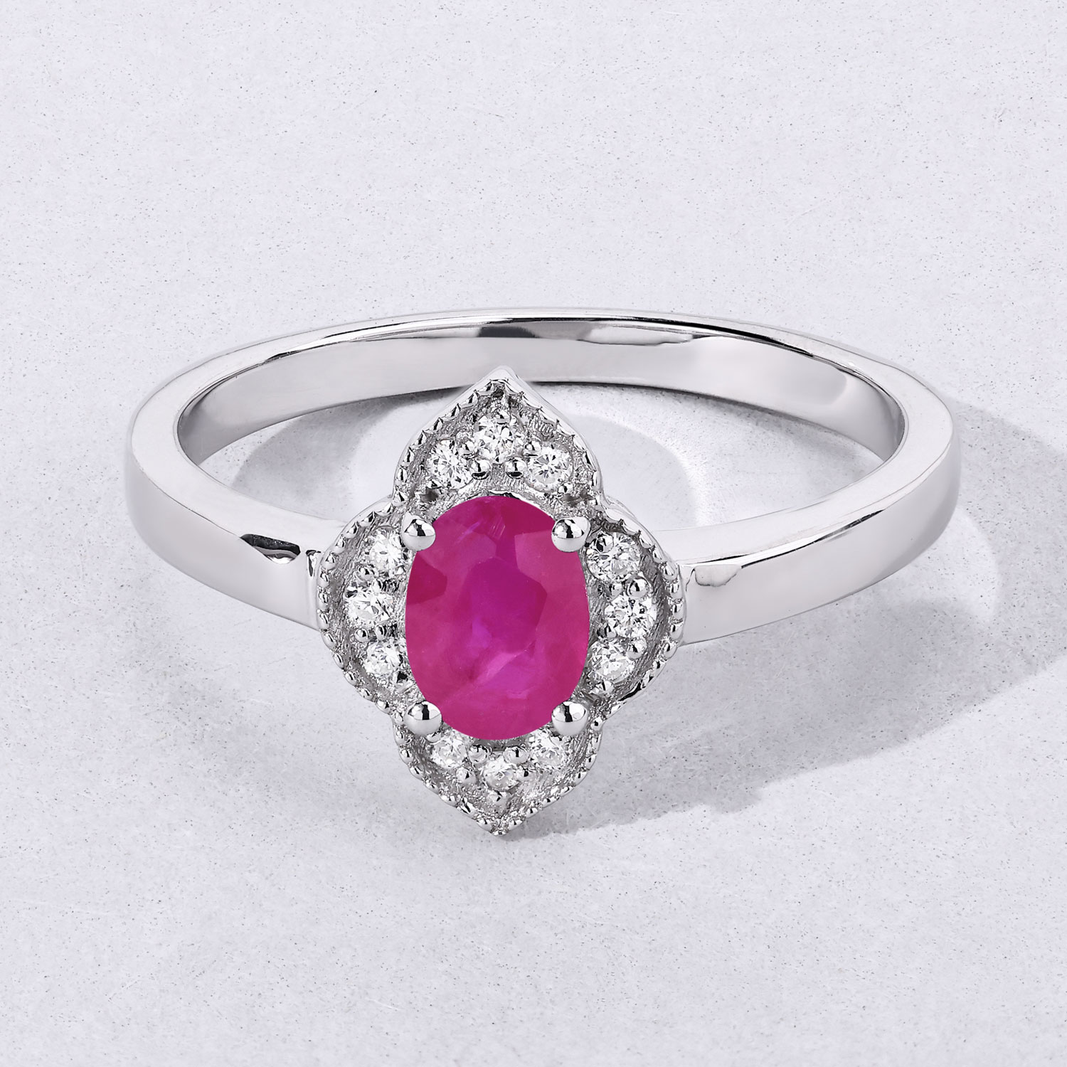 0.61 Carat Genuine Mozambique Ruby and Lab Grown Diamond .925 Sterling Silver Ring 0.61 C.T.W Sterling Silver - view 7