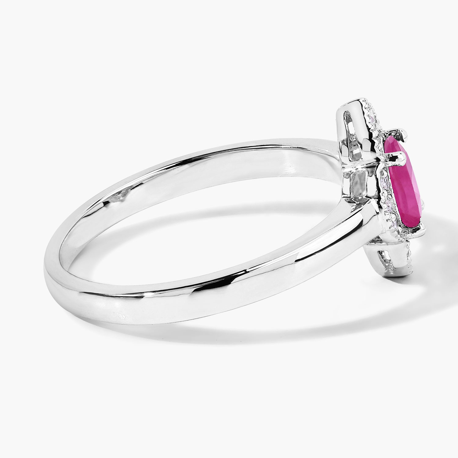 0.61 Carat Genuine Mozambique Ruby and Lab Grown Diamond .925 Sterling Silver Ring 0.61 C.T.W Sterling Silver - view 3