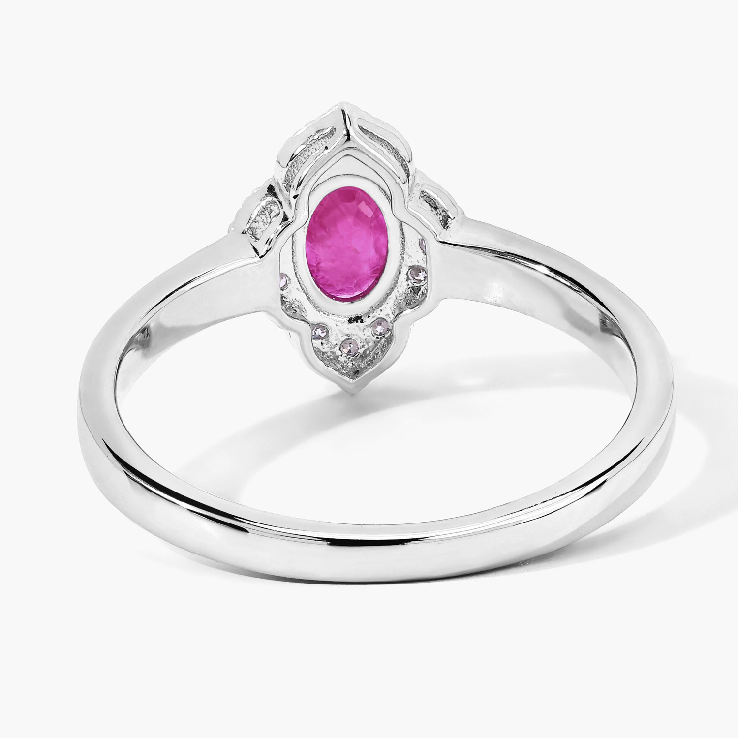 0.61 Carat Genuine Mozambique Ruby and Lab Grown Diamond .925 Sterling Silver Ring 0.61 C.T.W Sterling Silver - view 4