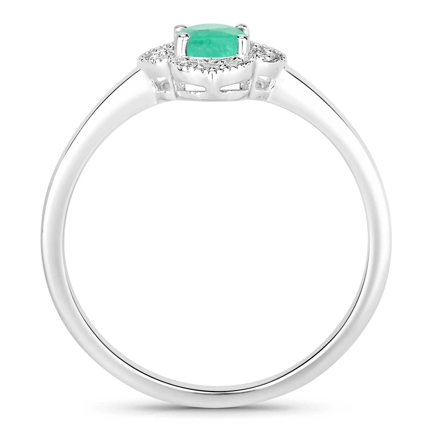 0.53 Carat Genuine Zambian Emerald and Lab Grown Diamond .925 Sterling Silver Ring 0.53 C.T.W Sterling Silver - view 7
