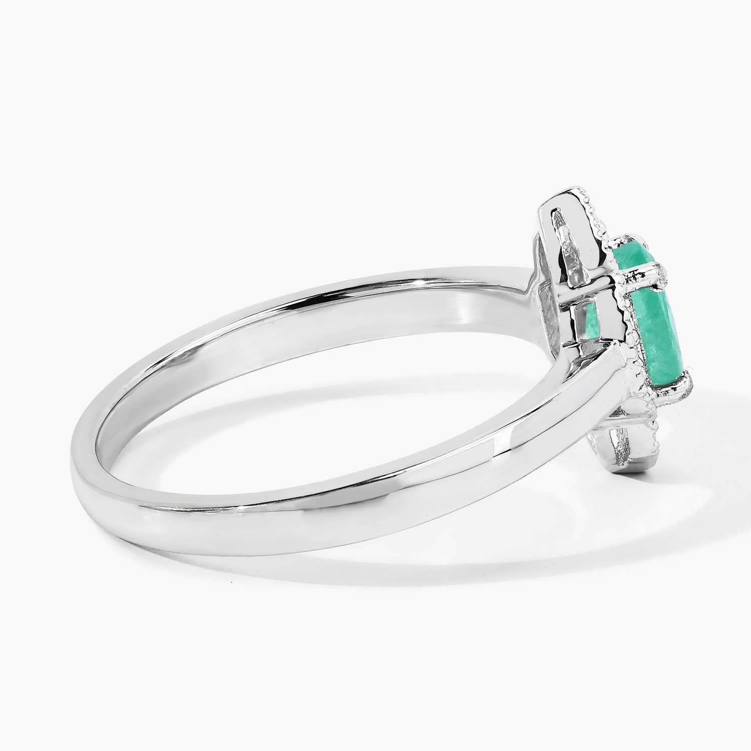 0.53 Carat Genuine Zambian Emerald and Lab Grown Diamond .925 Sterling Silver Ring 0.53 C.T.W Sterling Silver - view 6