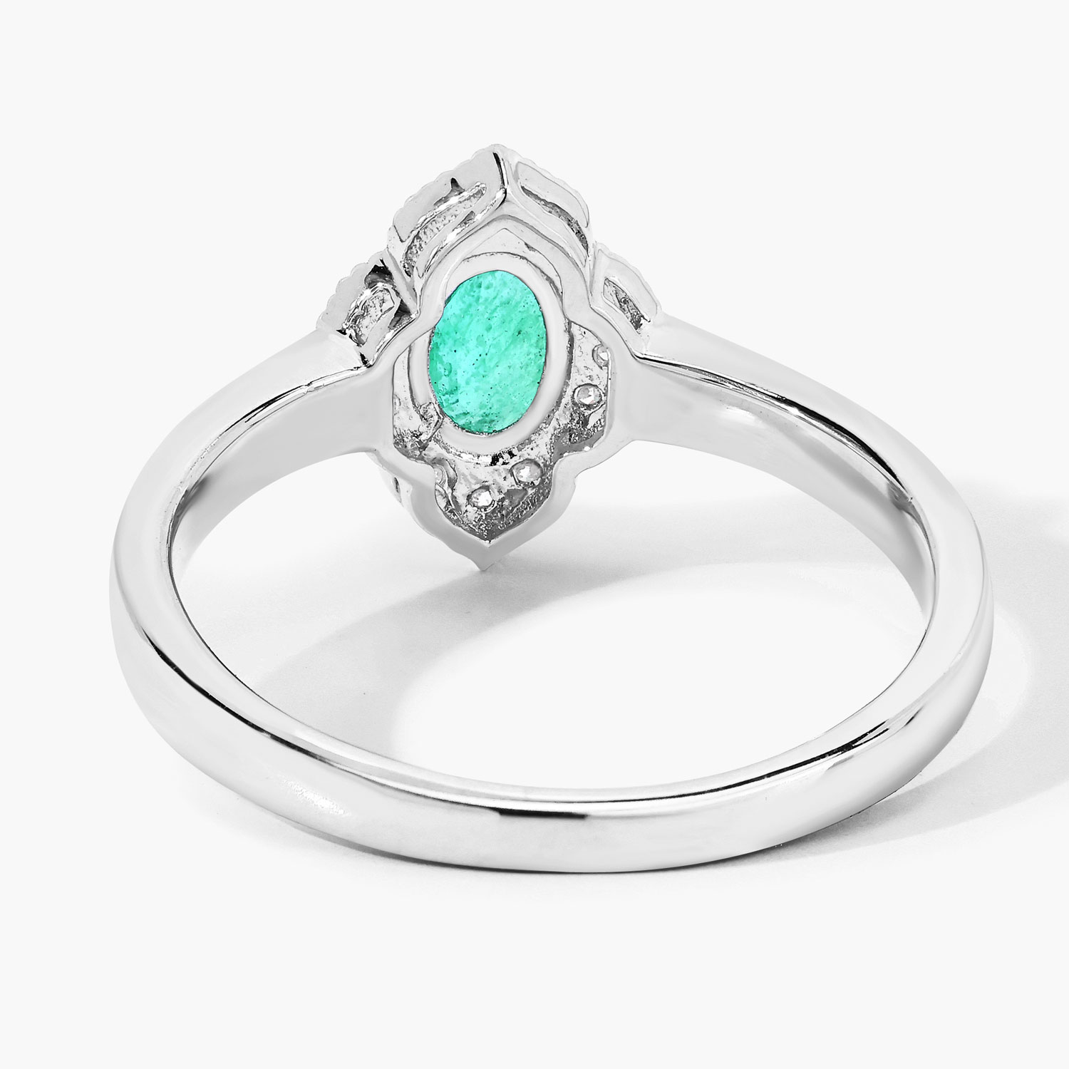 0.53 Carat Genuine Zambian Emerald and Lab Grown Diamond .925 Sterling Silver Ring 0.53 C.T.W Sterling Silver - view 4