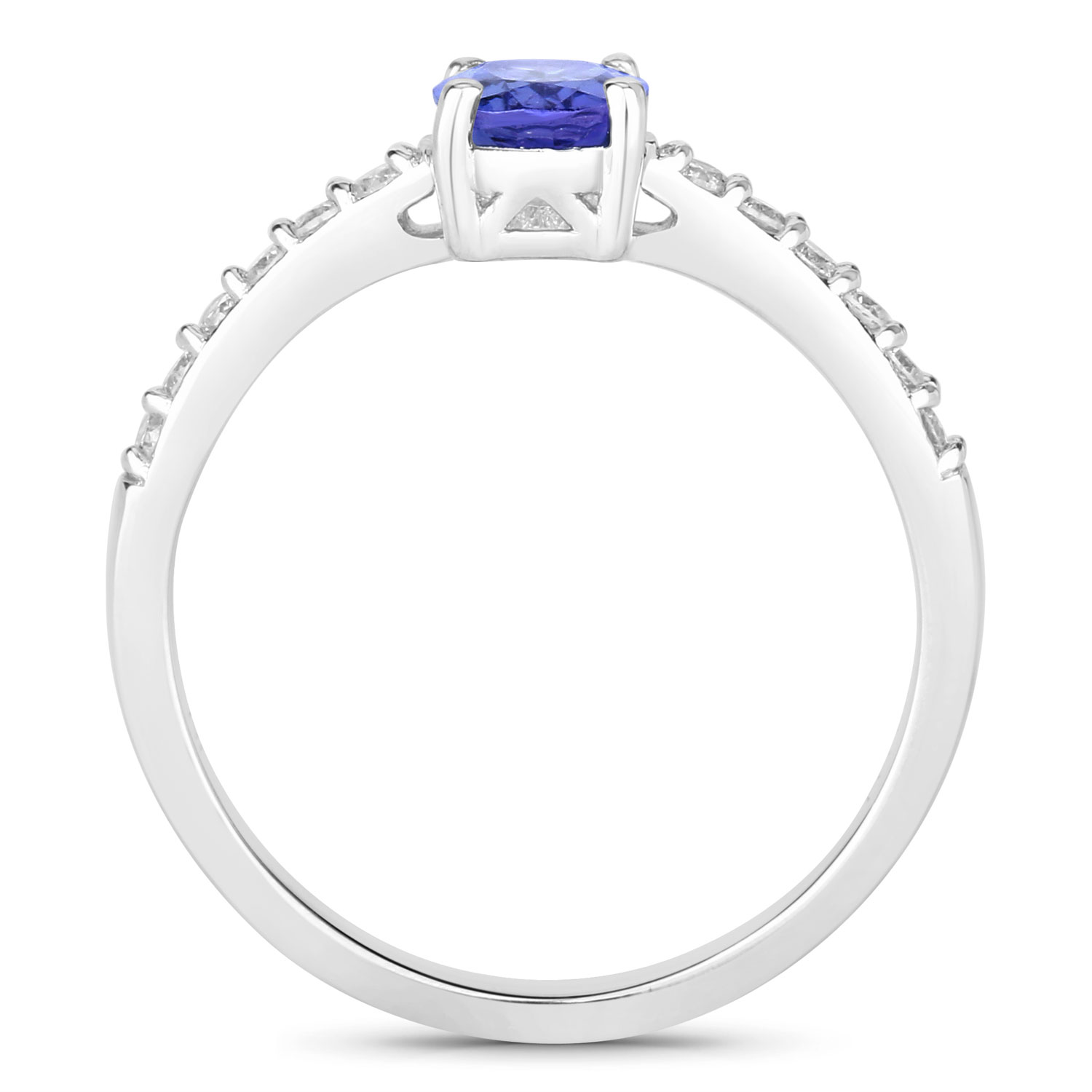 0.93 Carat Genuine Tanzanite and Lab Grown Diamond .925 Sterling Silver Ring 0.93 C.T.W Sterling Silver - view 2