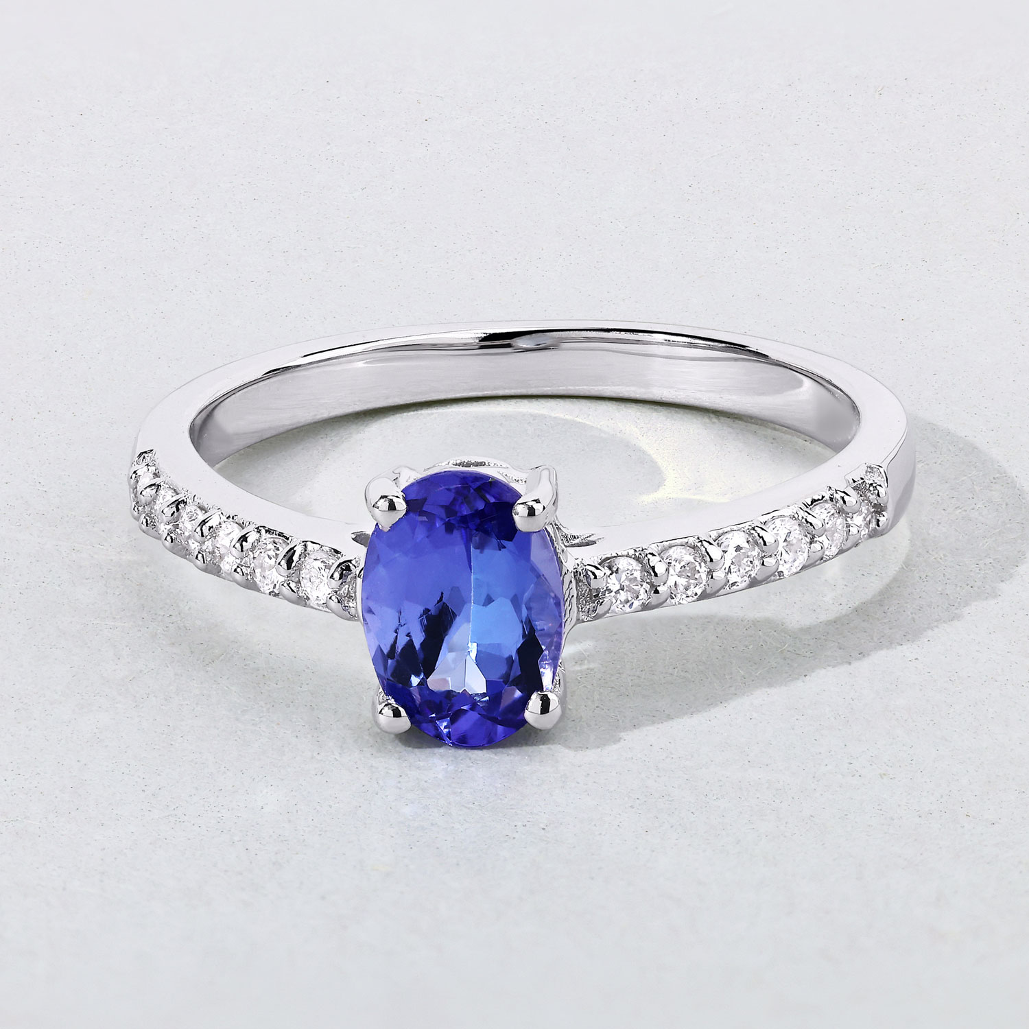 0.93 Carat Genuine Tanzanite and Lab Grown Diamond .925 Sterling Silver Ring 0.93 C.T.W Sterling Silver - view 6