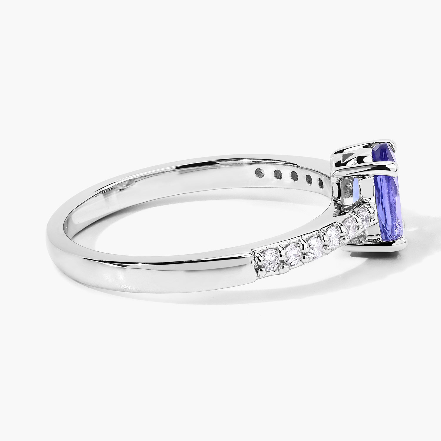 0.93 Carat Genuine Tanzanite and Lab Grown Diamond .925 Sterling Silver Ring 0.93 C.T.W Sterling Silver - view 5