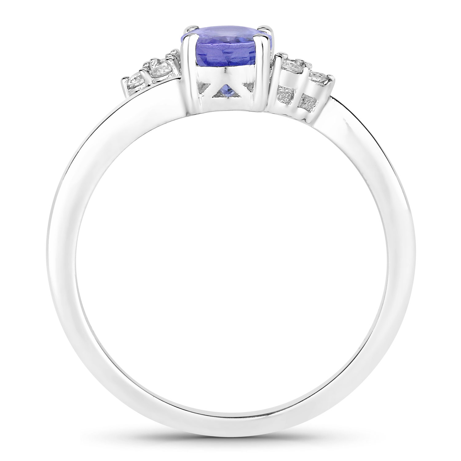 0.84 Carat Genuine Tanzanite and Lab Grown Diamond .925 Sterling Silver Ring 0.84 C.T.W Sterling Silver - view 2