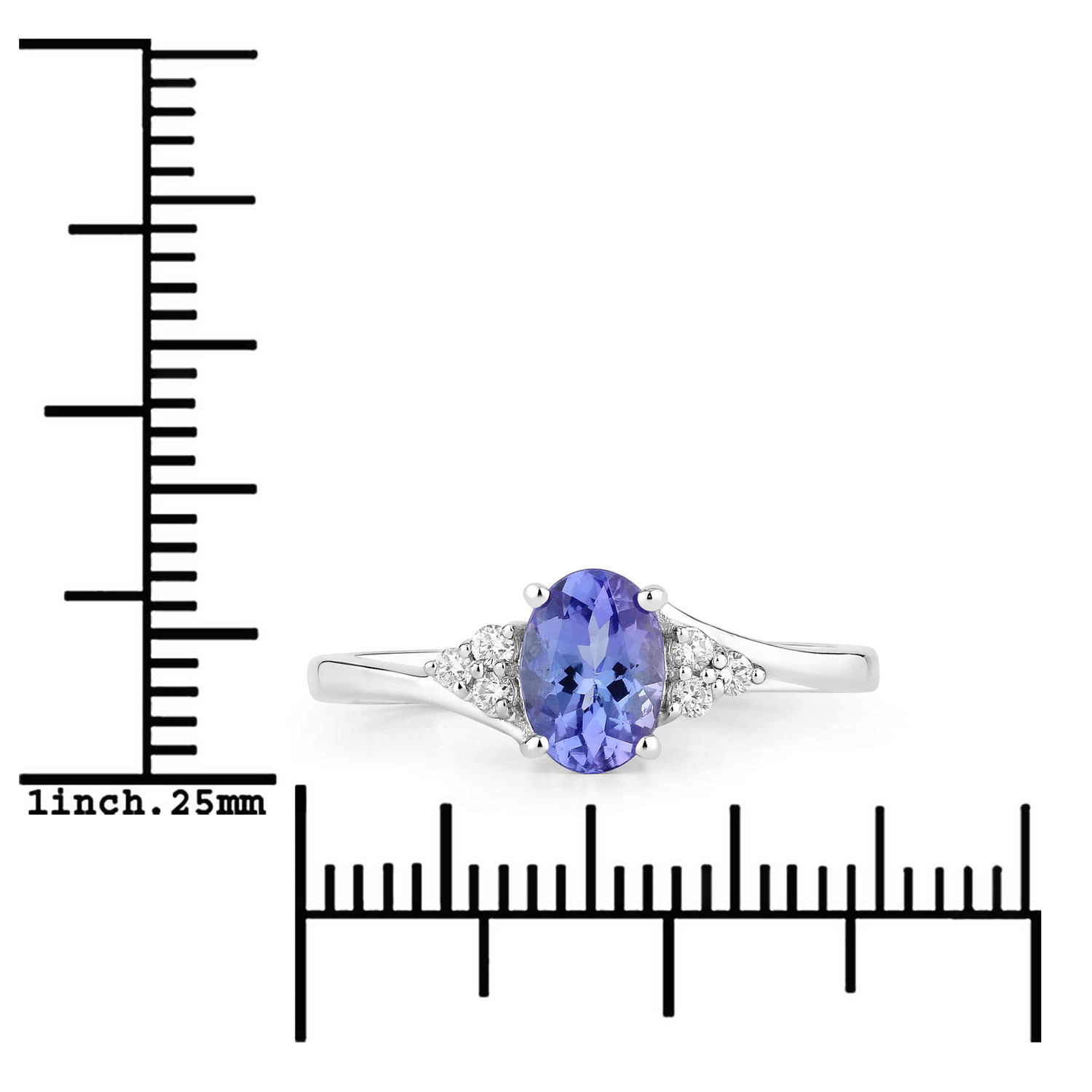 0.84 Carat Genuine Tanzanite and Lab Grown Diamond .925 Sterling Silver Ring 0.84 C.T.W Sterling Silver - view 5