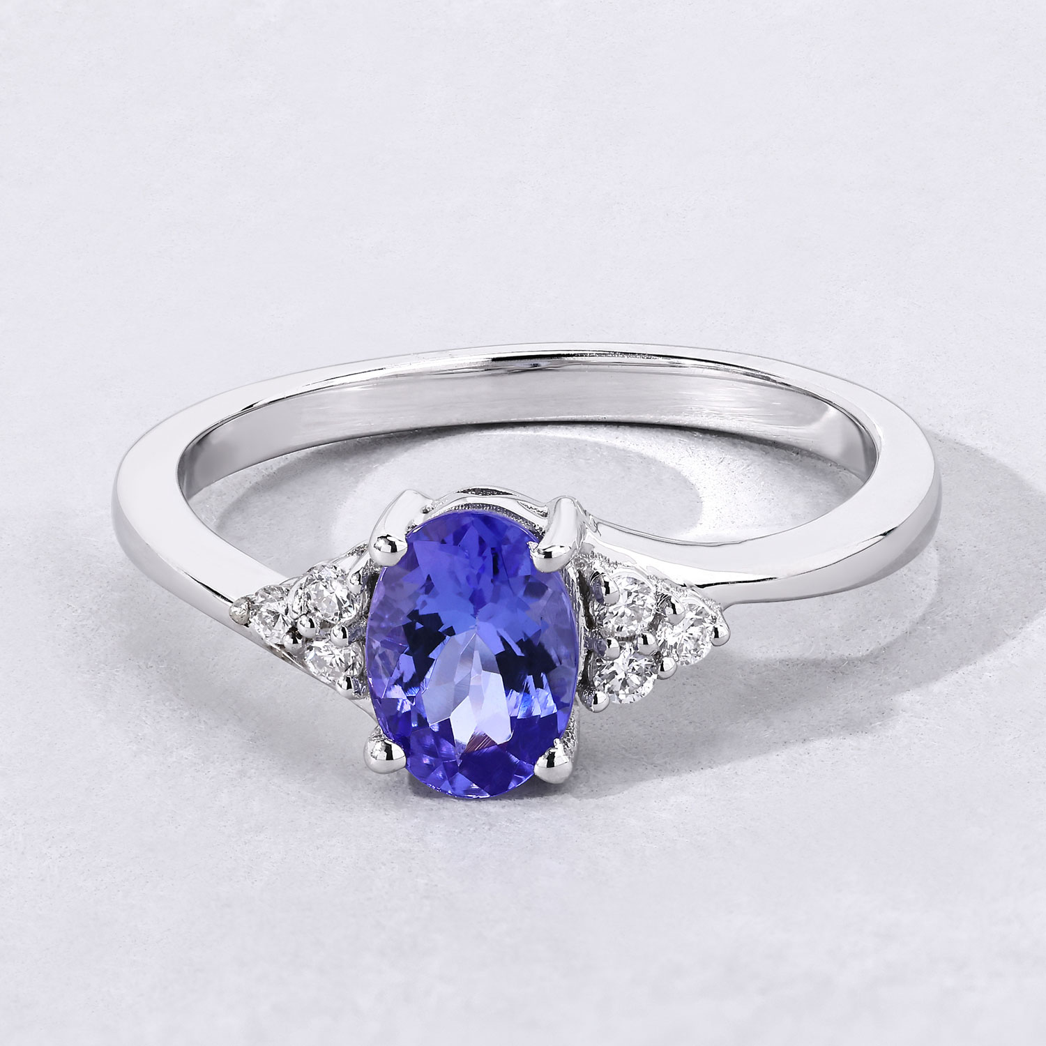 0.84 Carat Genuine Tanzanite and Lab Grown Diamond .925 Sterling Silver Ring 0.84 C.T.W Sterling Silver - view 6