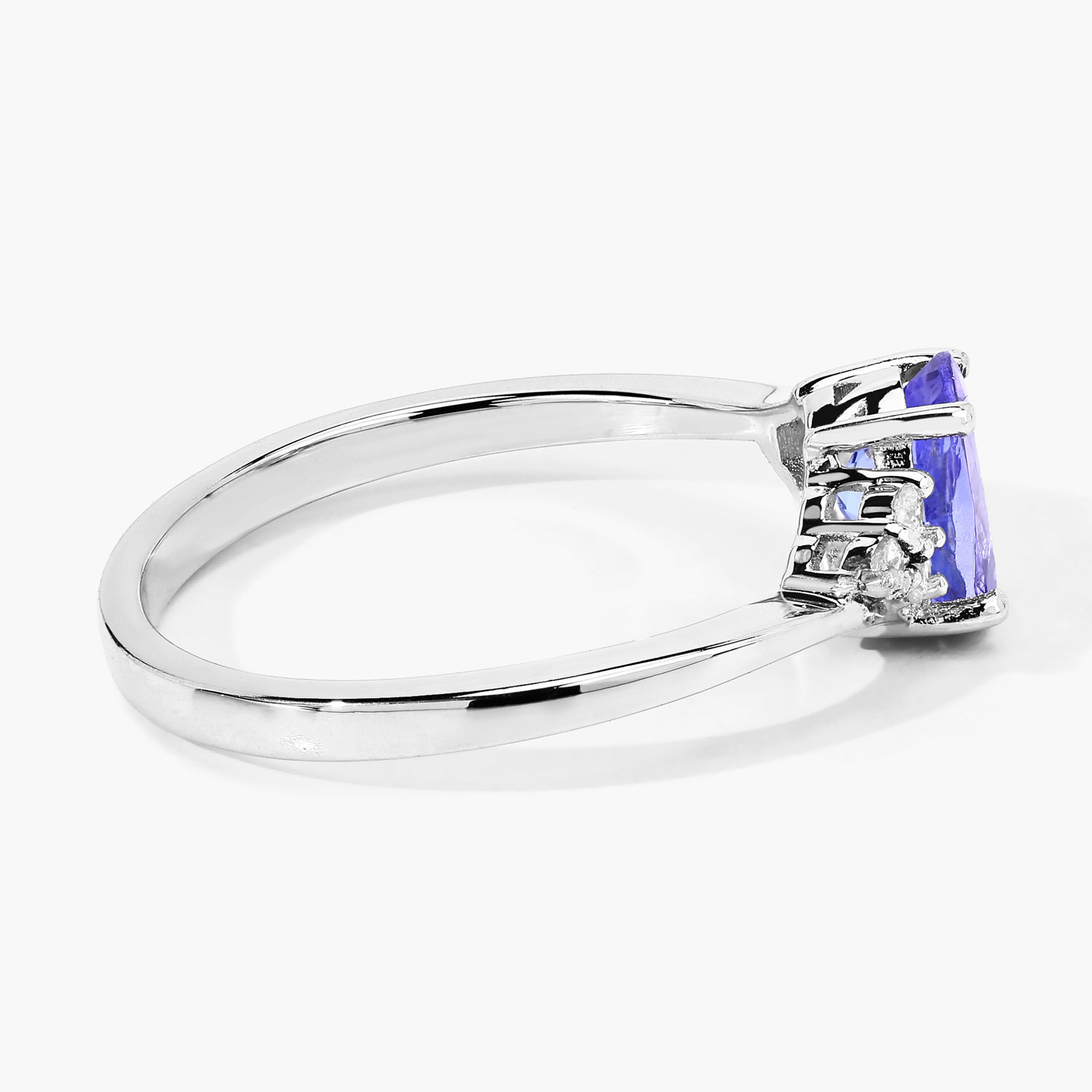 0.84 Carat Genuine Tanzanite and Lab Grown Diamond .925 Sterling Silver Ring 0.84 C.T.W Sterling Silver - view 4