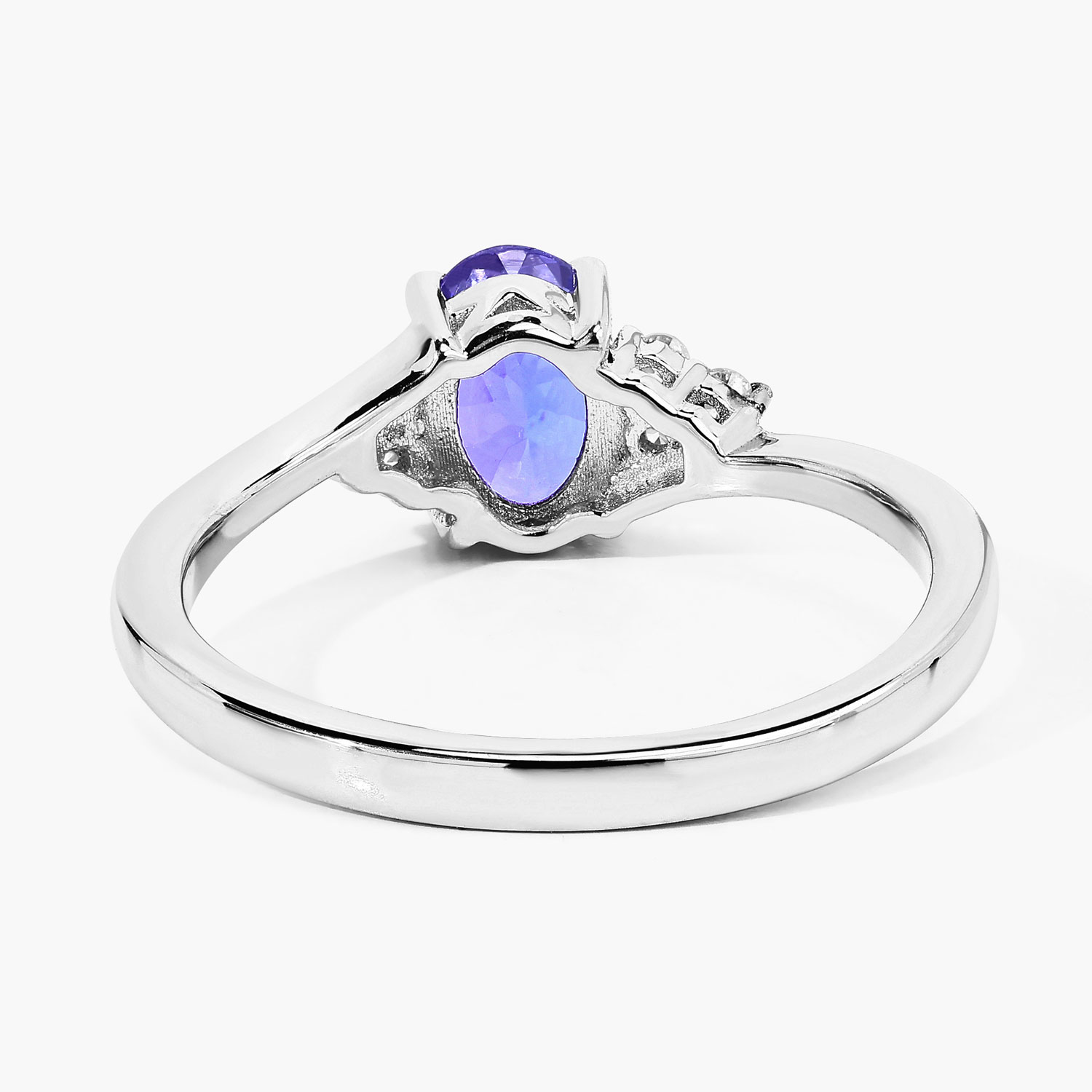 0.84 Carat Genuine Tanzanite and Lab Grown Diamond .925 Sterling Silver Ring 0.84 C.T.W Sterling Silver - view 3