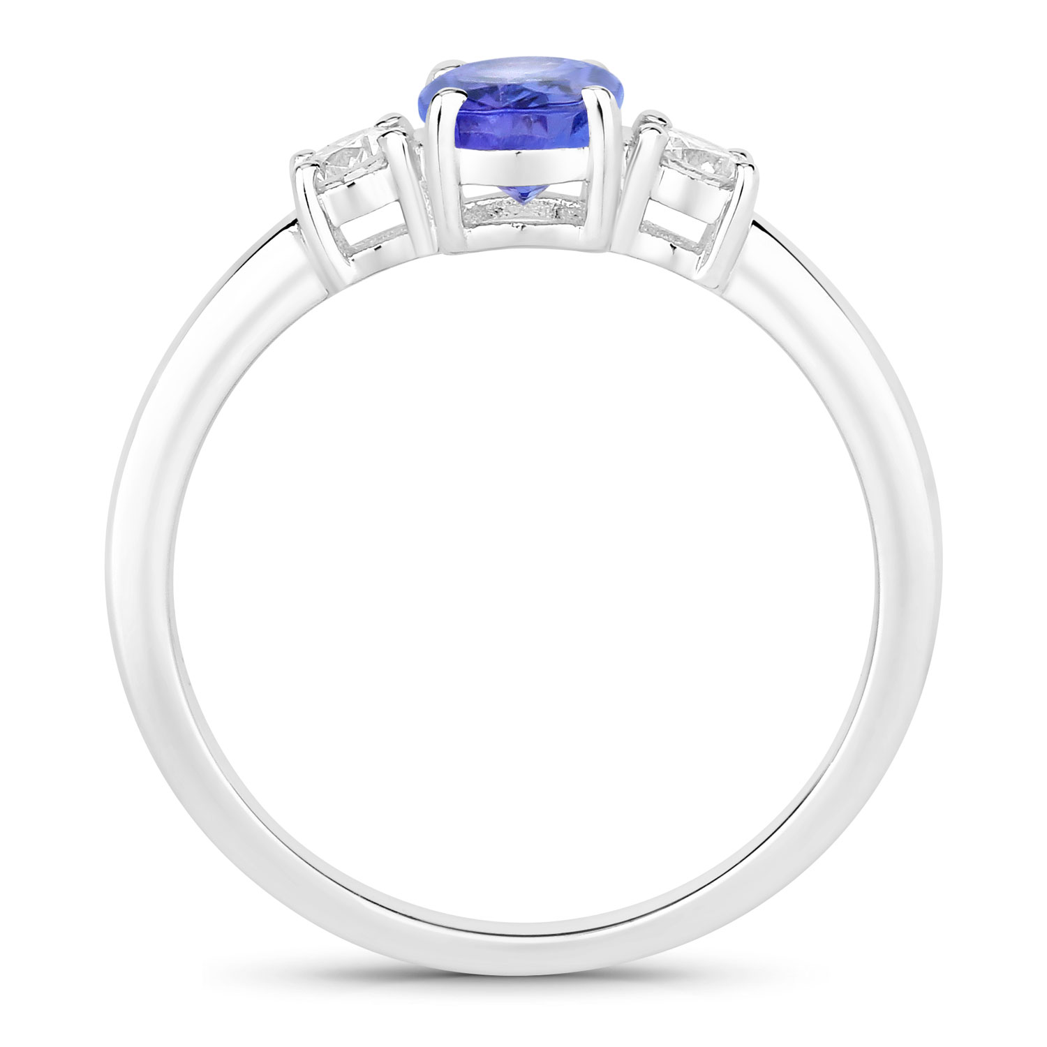 0.95 Carat Genuine Tanzanite and Lab Grown Diamond .925 Sterling Silver Ring 0.95 C.T.W Sterling Silver - view 5