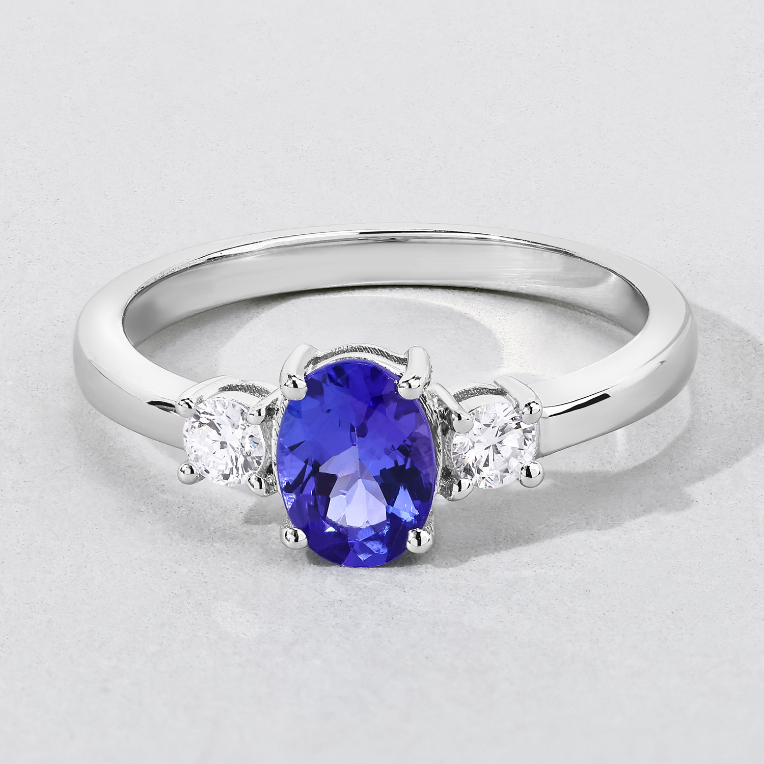 0.95 Carat Genuine Tanzanite and Lab Grown Diamond .925 Sterling Silver Ring 0.95 C.T.W Sterling Silver - view 7