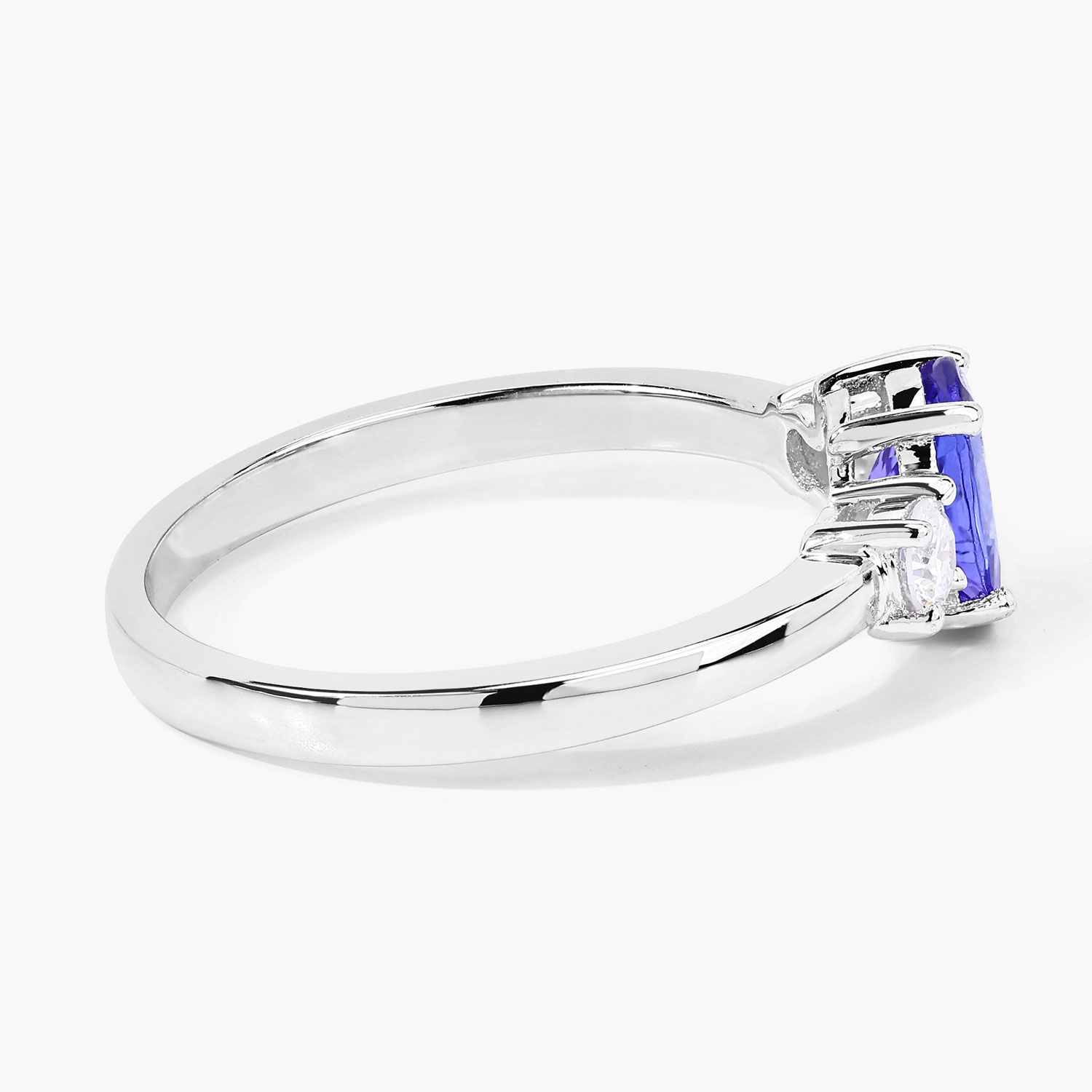 0.95 Carat Genuine Tanzanite and Lab Grown Diamond .925 Sterling Silver Ring 0.95 C.T.W Sterling Silver - view 3
