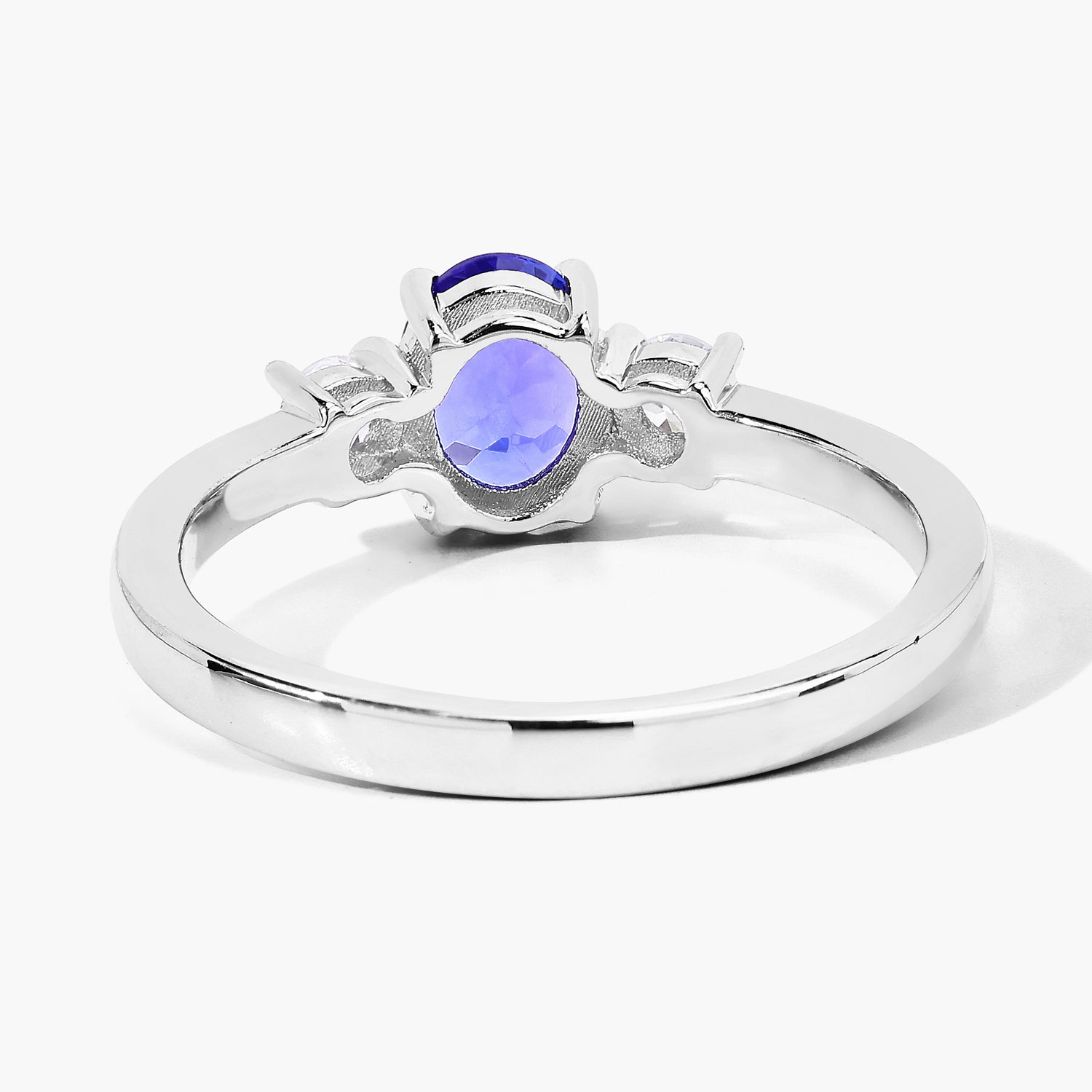 0.95 Carat Genuine Tanzanite and Lab Grown Diamond .925 Sterling Silver Ring 0.95 C.T.W Sterling Silver - view 4