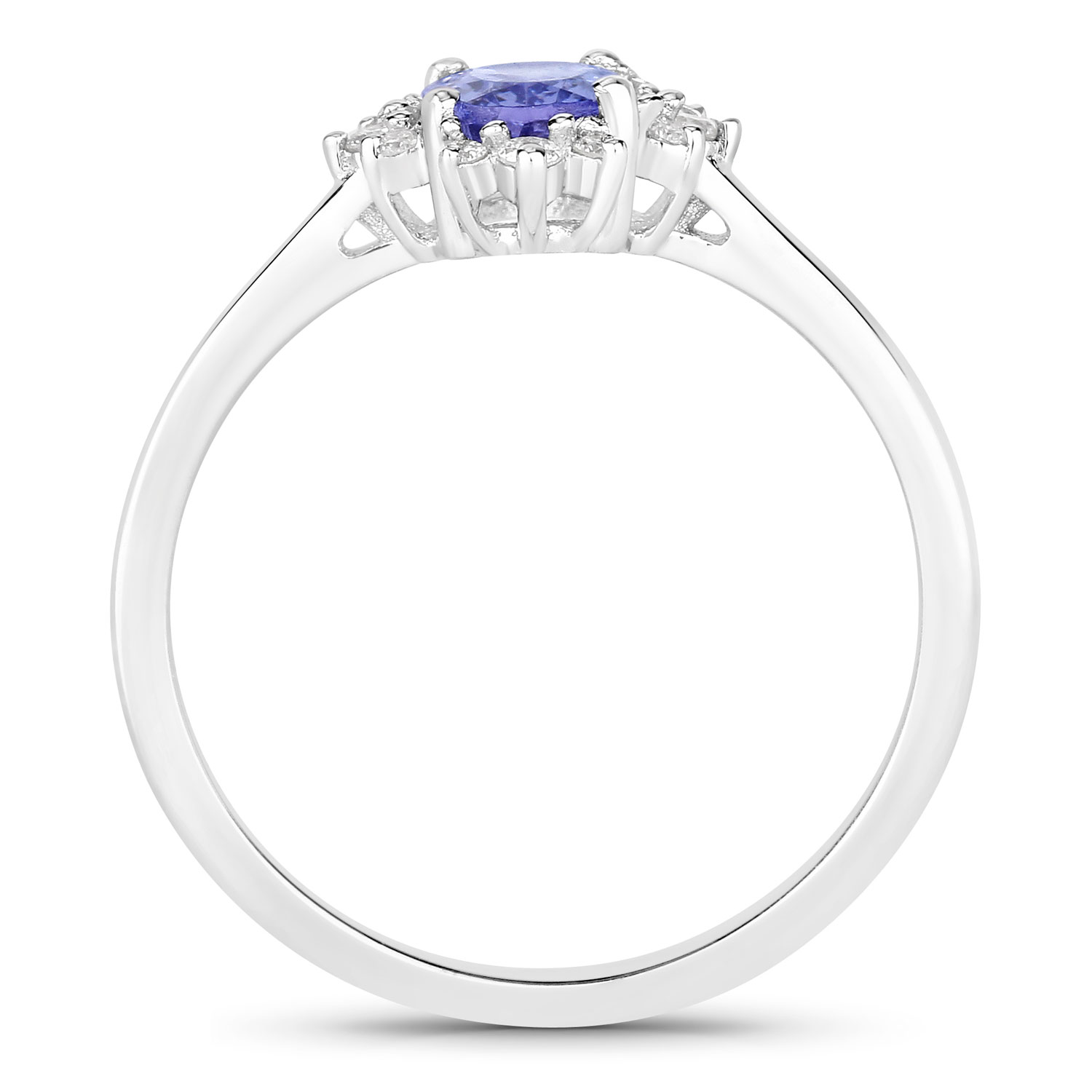 0.87 Carat Genuine Tanzanite and Lab Grown Diamond .925 Sterling Silver Ring 0.87 C.T.W Sterling Silver - view 2