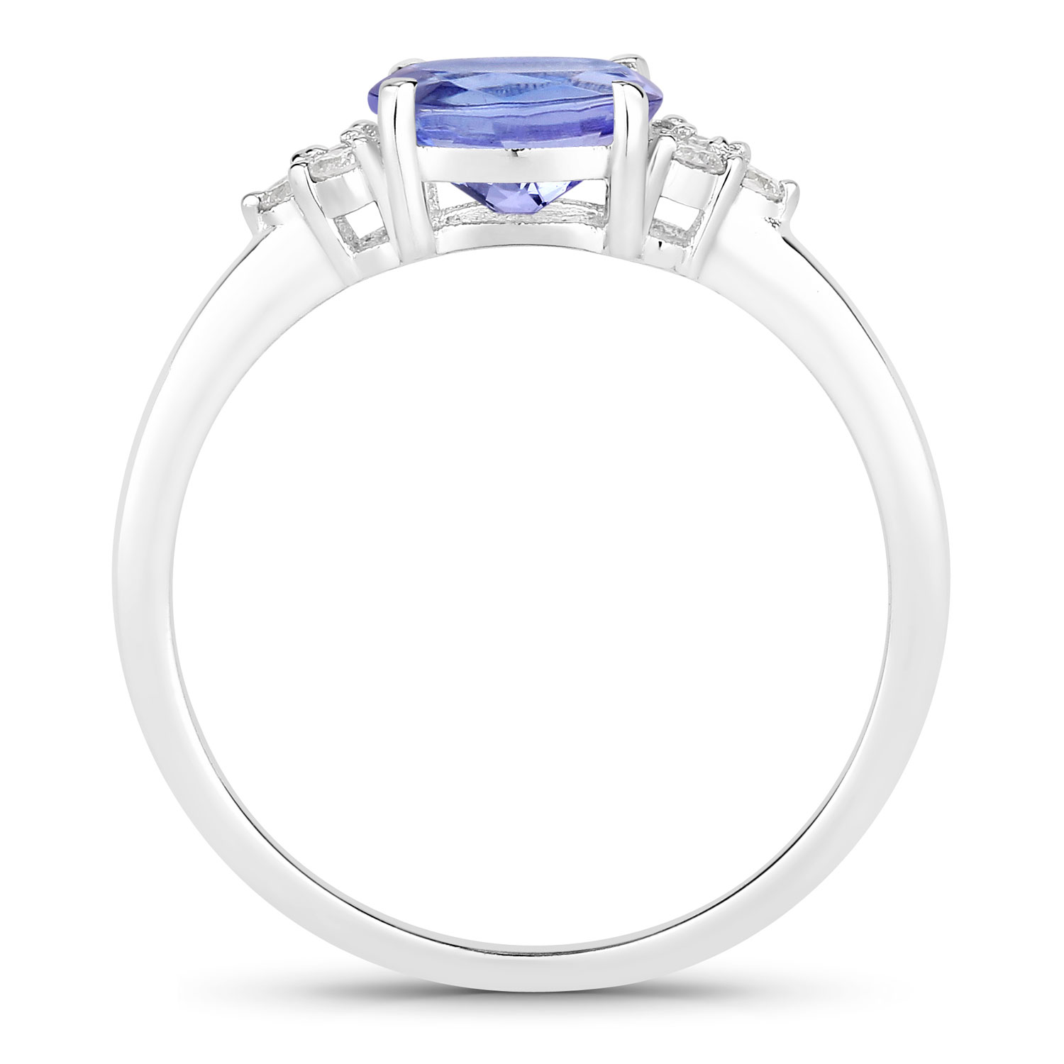 0.84 Carat Genuine Tanzanite and Lab Grown Diamond .925 Sterling Silver Ring 0.84 C.T.W Sterling Silver - view 3