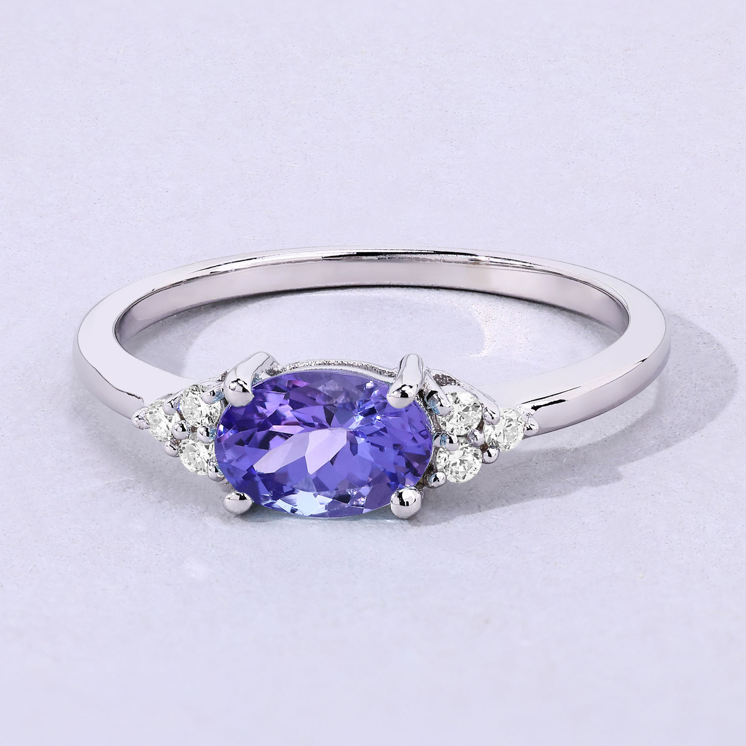 0.84 Carat Genuine Tanzanite and Lab Grown Diamond .925 Sterling Silver Ring 0.84 C.T.W Sterling Silver - view 5