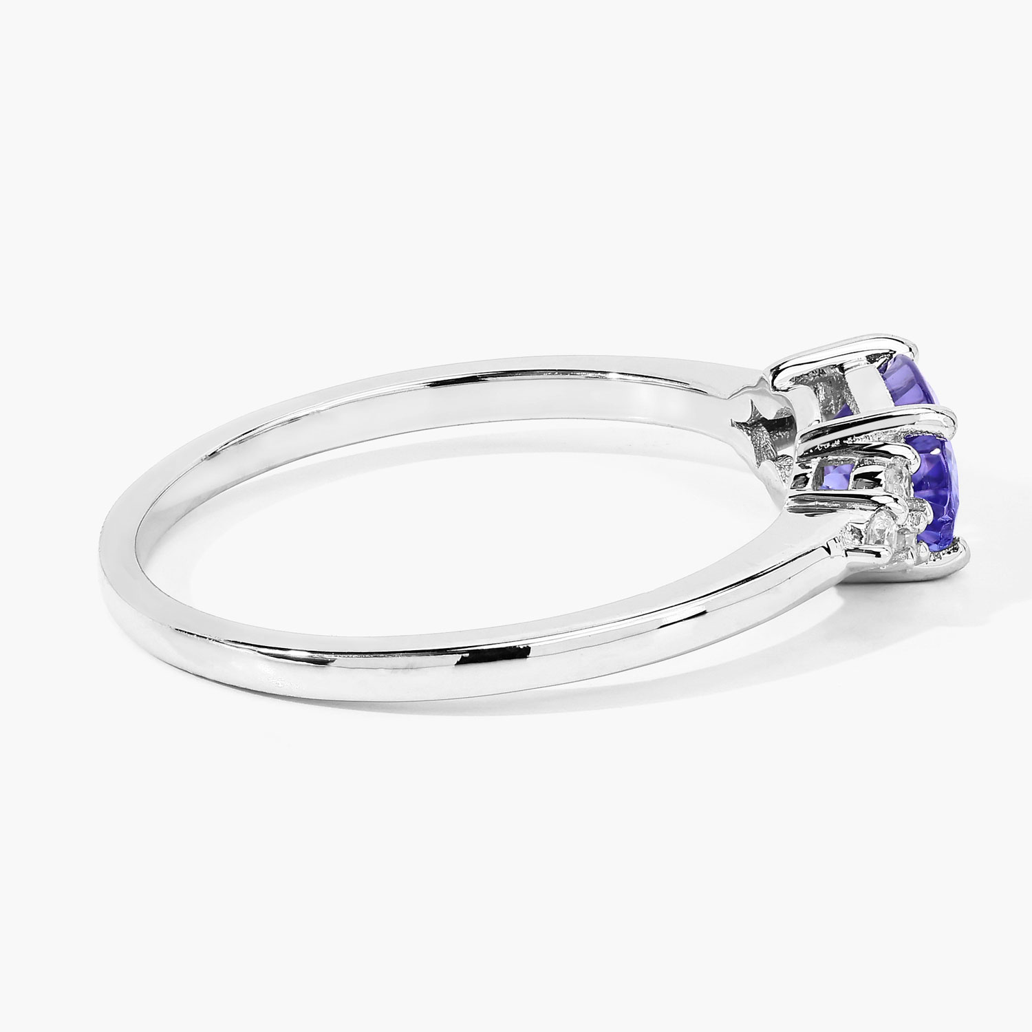 0.84 Carat Genuine Tanzanite and Lab Grown Diamond .925 Sterling Silver Ring 0.84 C.T.W Sterling Silver - view 6