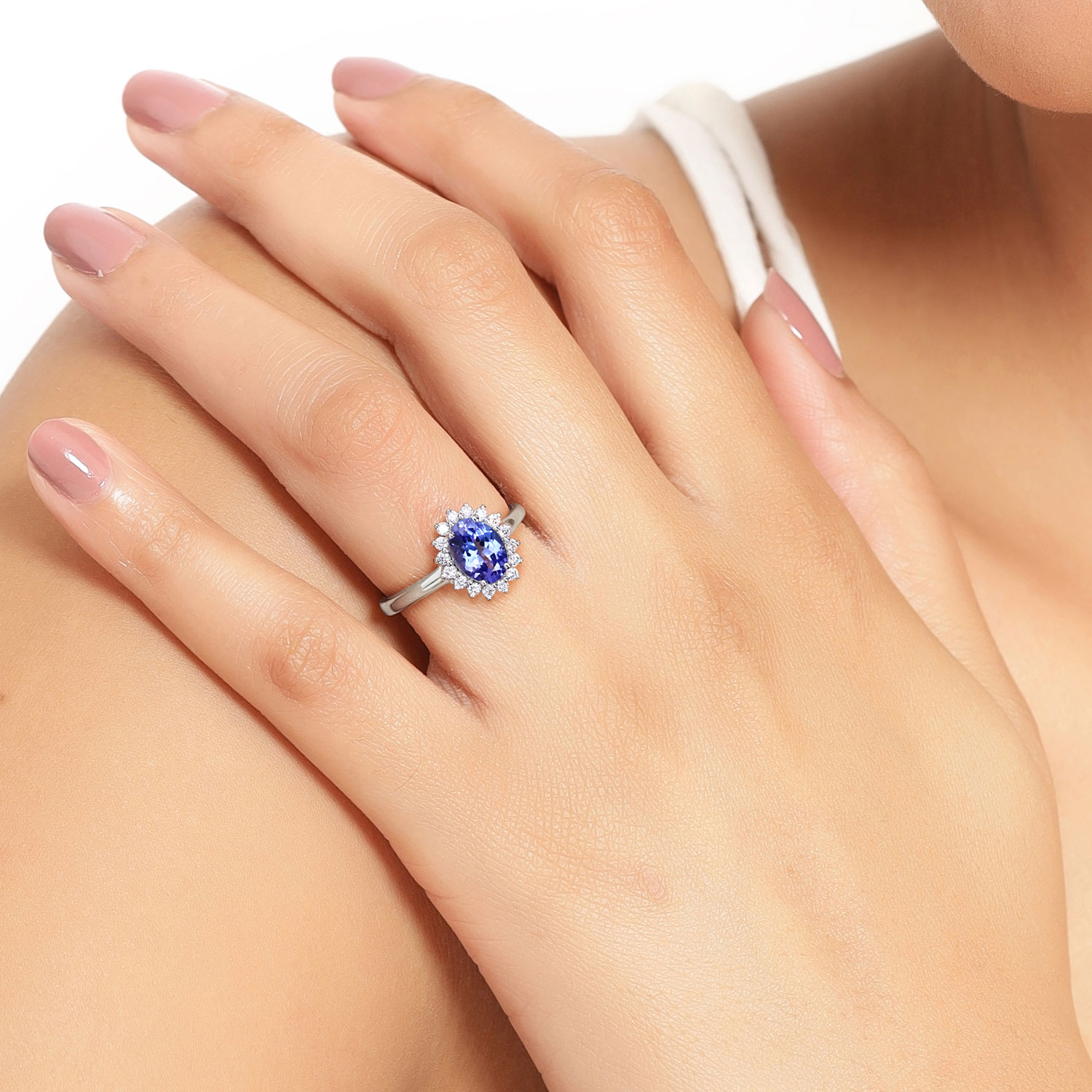 0.91 Carat Genuine Tanzanite and Lab Grown Diamond .925 Sterling Silver Ring 0.91 C.T.W Sterling Silver - view 6