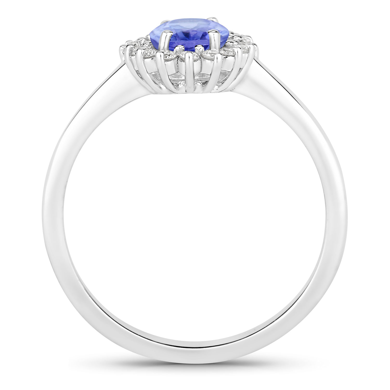 0.91 Carat Genuine Tanzanite and Lab Grown Diamond .925 Sterling Silver Ring 0.91 C.T.W Sterling Silver - view 2