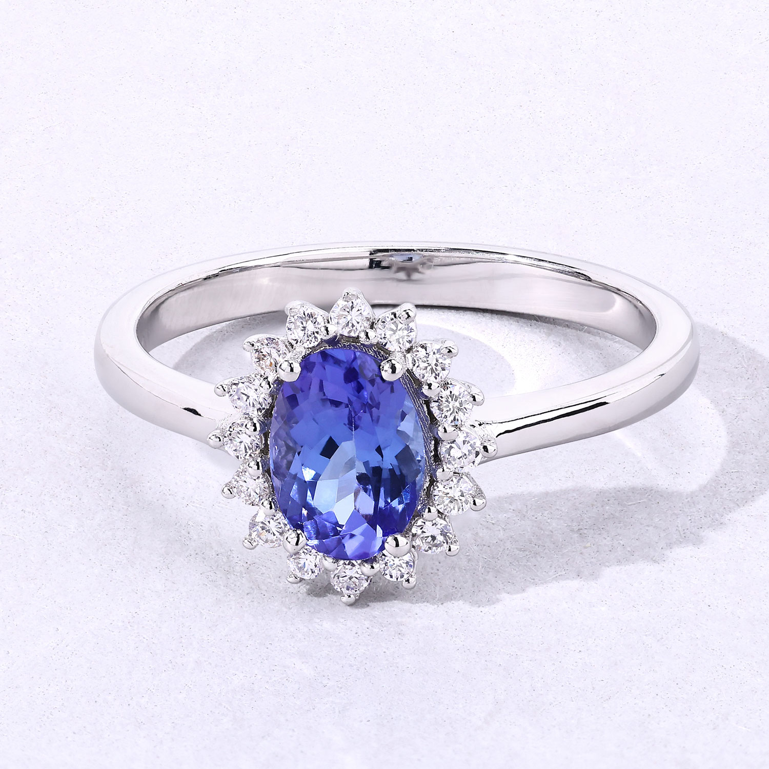 0.91 Carat Genuine Tanzanite and Lab Grown Diamond .925 Sterling Silver Ring 0.91 C.T.W Sterling Silver - view 7