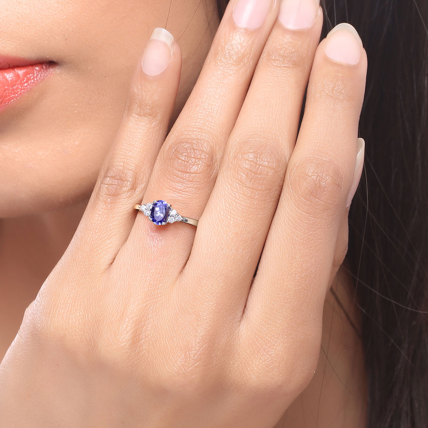 0.90 Carat Genuine Tanzanite and Lab Grown Diamond .925 Sterling Silver Ring 0.90 C.T.W Sterling Silver - view 6