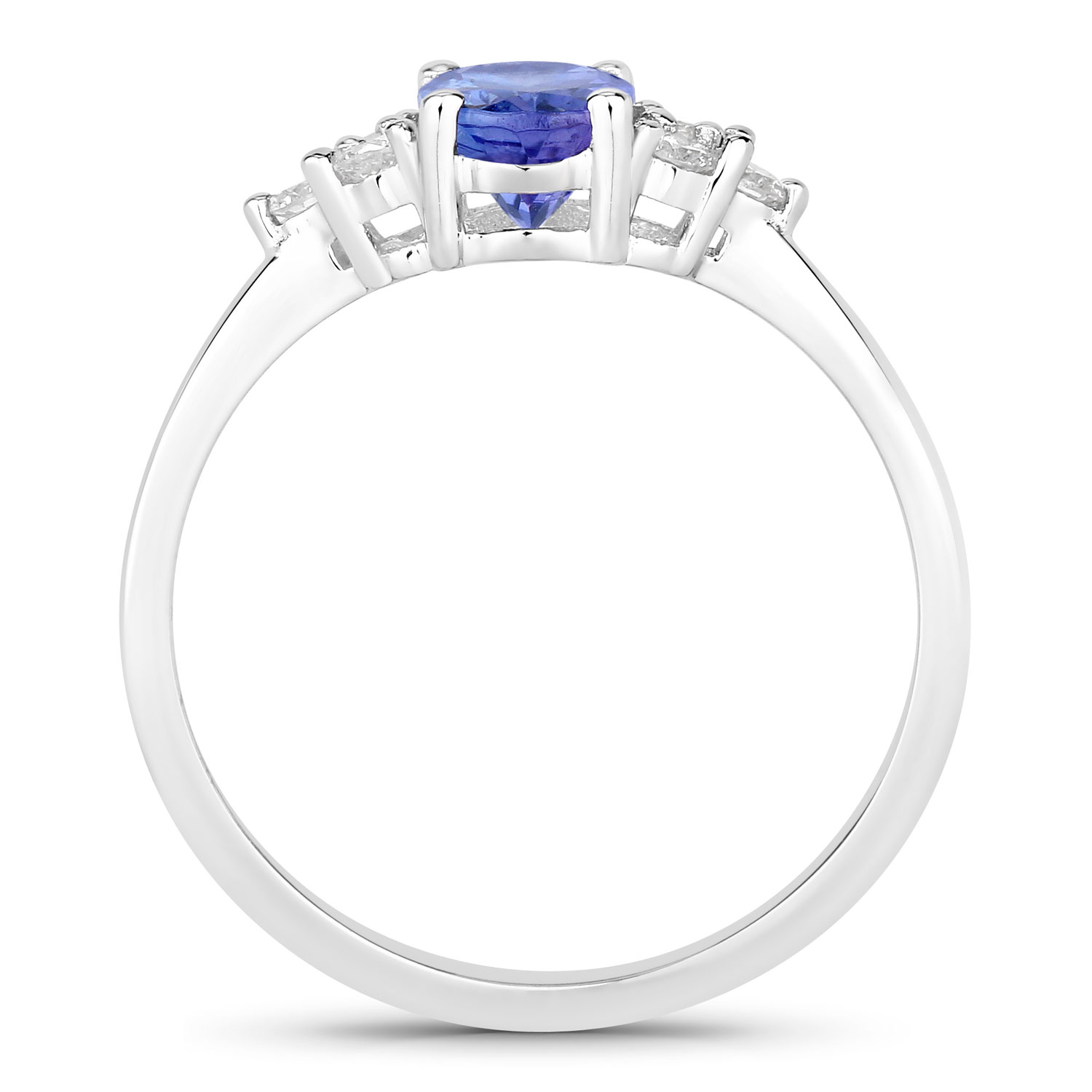 0.90 Carat Genuine Tanzanite and Lab Grown Diamond .925 Sterling Silver Ring 0.90 C.T.W Sterling Silver - view 4