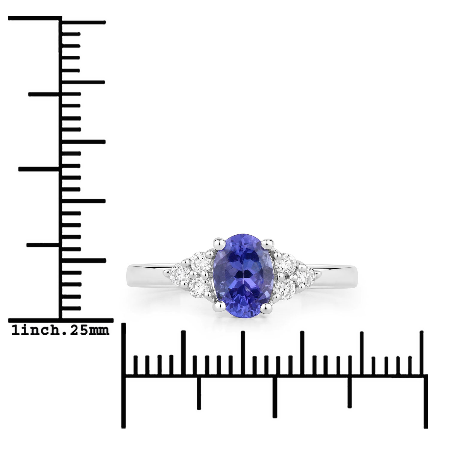 0.90 Carat Genuine Tanzanite and Lab Grown Diamond .925 Sterling Silver Ring 0.90 C.T.W Sterling Silver - view 2