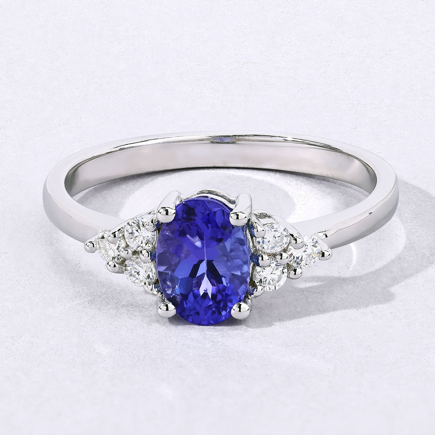 0.90 Carat Genuine Tanzanite and Lab Grown Diamond .925 Sterling Silver Ring 0.90 C.T.W Sterling Silver - view 7