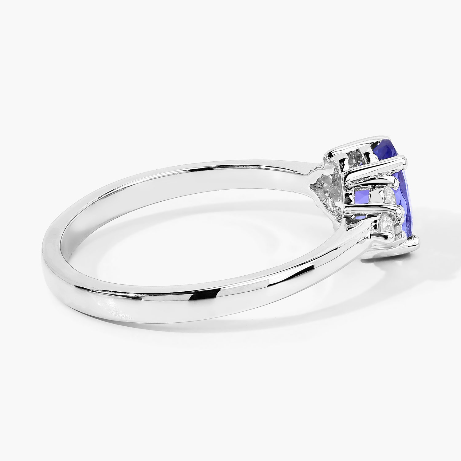 0.90 Carat Genuine Tanzanite and Lab Grown Diamond .925 Sterling Silver Ring 0.90 C.T.W Sterling Silver - view 3