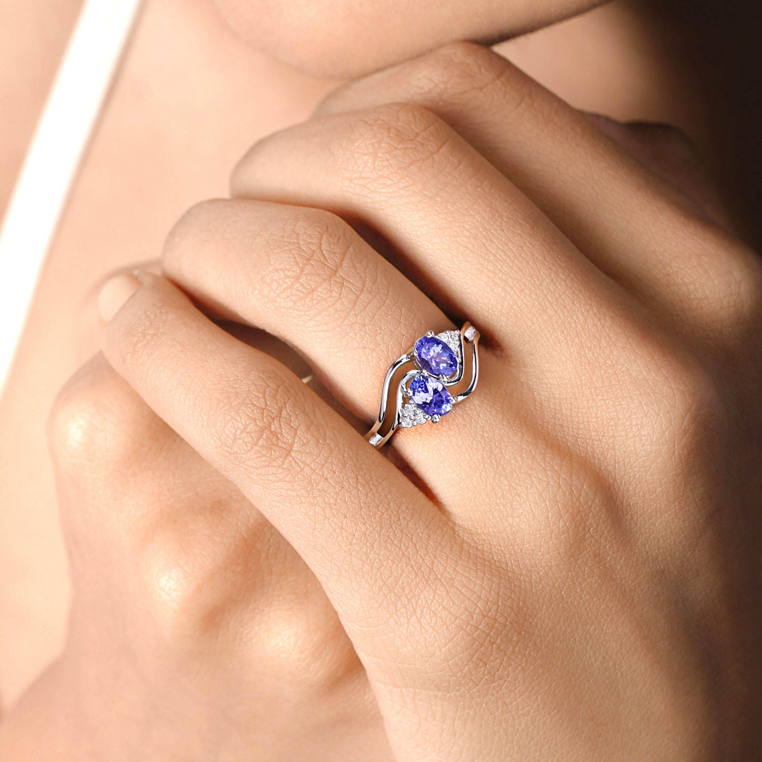 0.97 Carat Genuine Tanzanite and Lab Grown Diamond .925 Sterling Silver Ring 0.97 C.T.W Sterling Silver - view 7