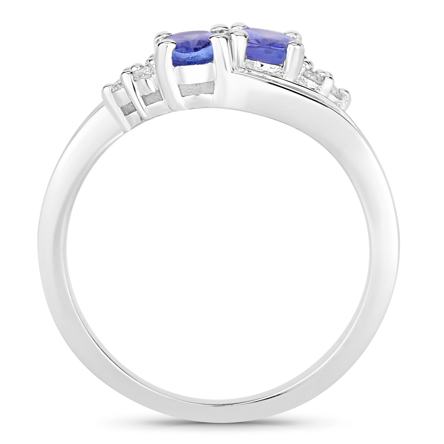 0.97 Carat Genuine Tanzanite and Lab Grown Diamond .925 Sterling Silver Ring 0.97 C.T.W Sterling Silver - view 2